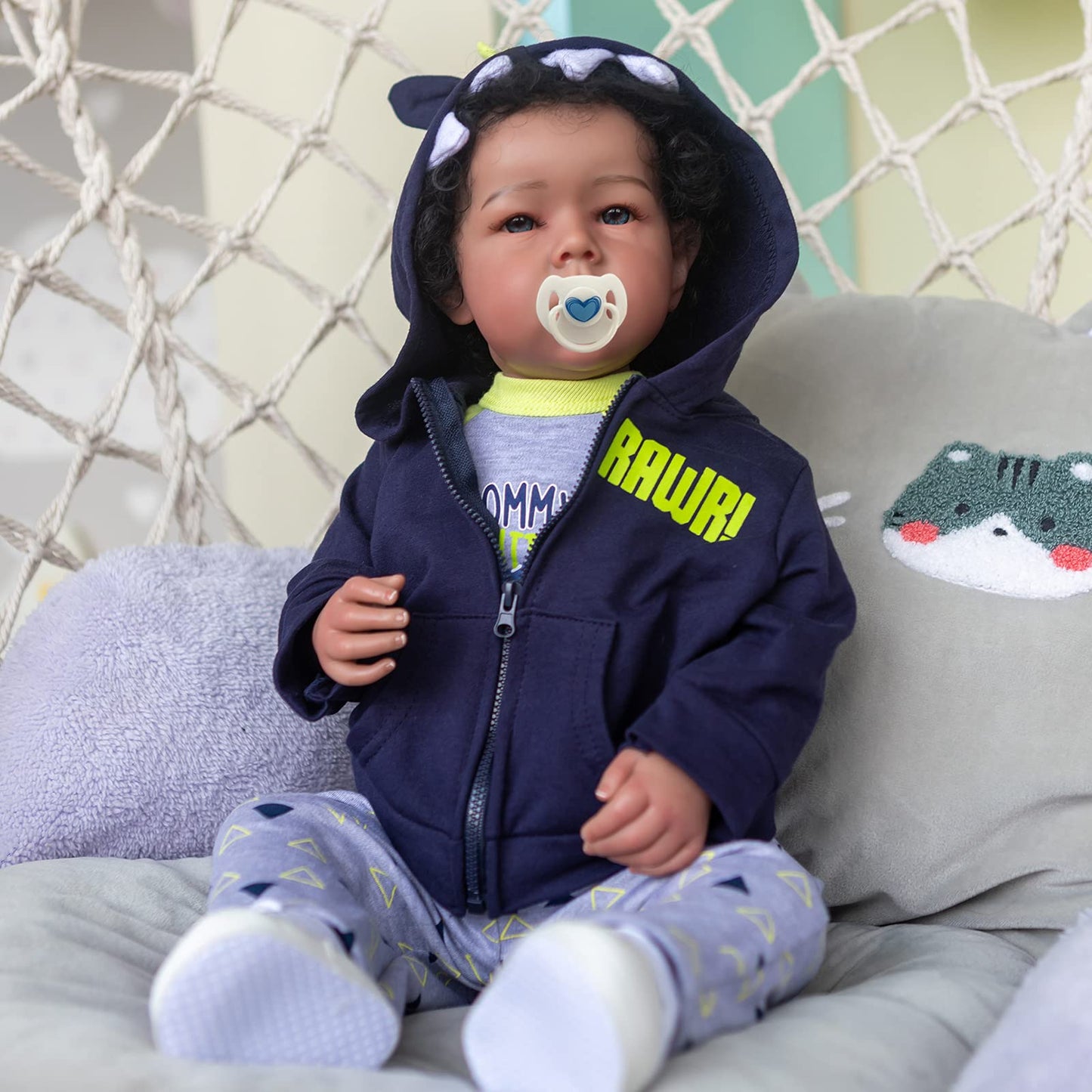 iCradle Reborn Baby Doll Boy – 22in Lifelike Black Biracial Doll
