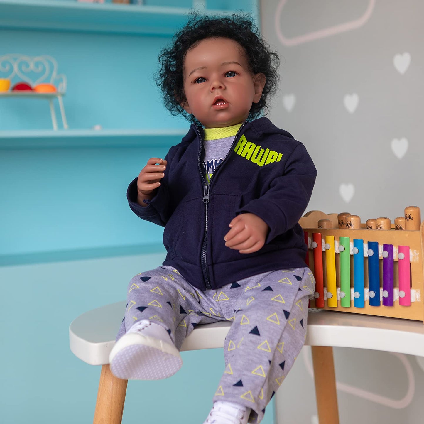 iCradle Reborn Baby Doll Boy – 22in Lifelike Black Biracial Doll