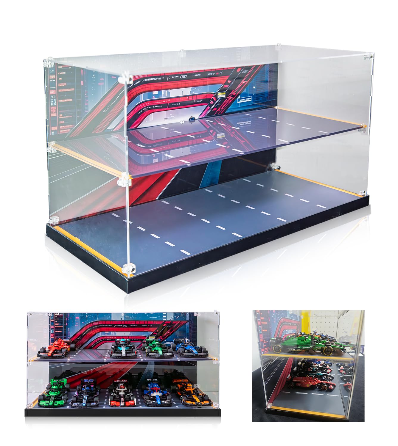 iCUANUTY Acrylic Display Case for LEGO Speed Champions F1 10-in-1 Collector's Pack – Dust-Proof, 20.07 x 9.44 x 10.23 in