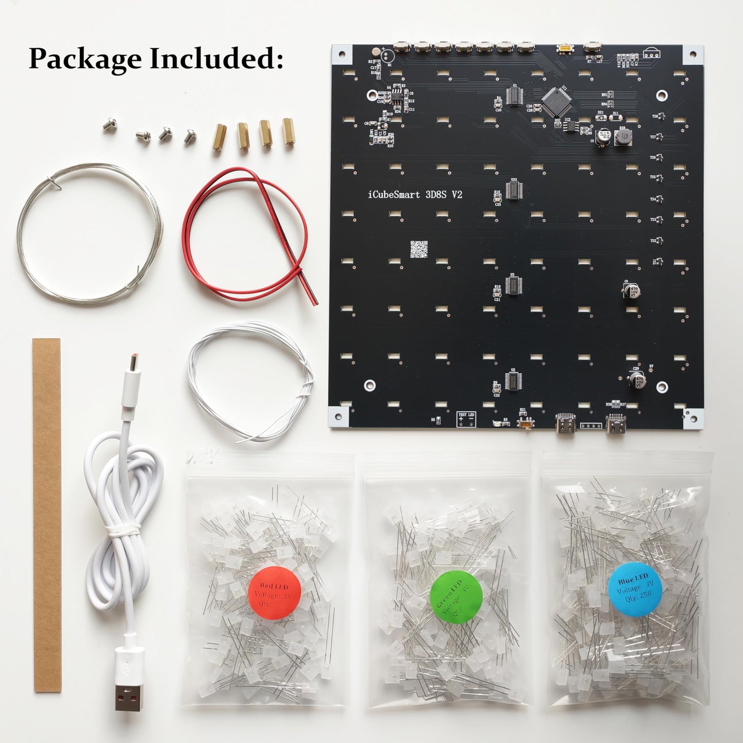 iCubeSmart 3D LED Cube Kit 8x8x8 (3D8S-MULTI) | DIY Soldering Electronics Project