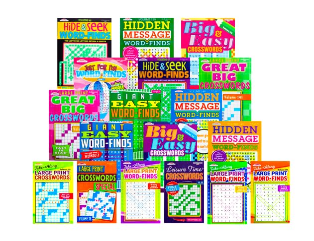 Idea Liftoff 18 Pack: Large & Digest Word-Find & Crossword Puzzles for Adults