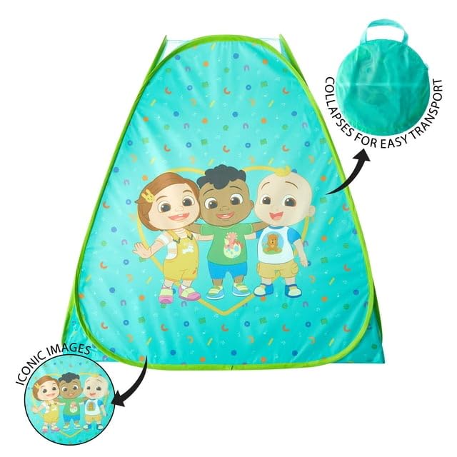 Idea Nuova Cocomelon 3-Piece Slumber Set: Pop-Up Tent, Pillow & Flashlight