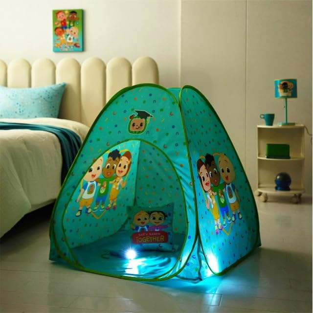 Idea Nuova Cocomelon 3-Piece Slumber Set: Pop-Up Tent, Pillow & Flashlight