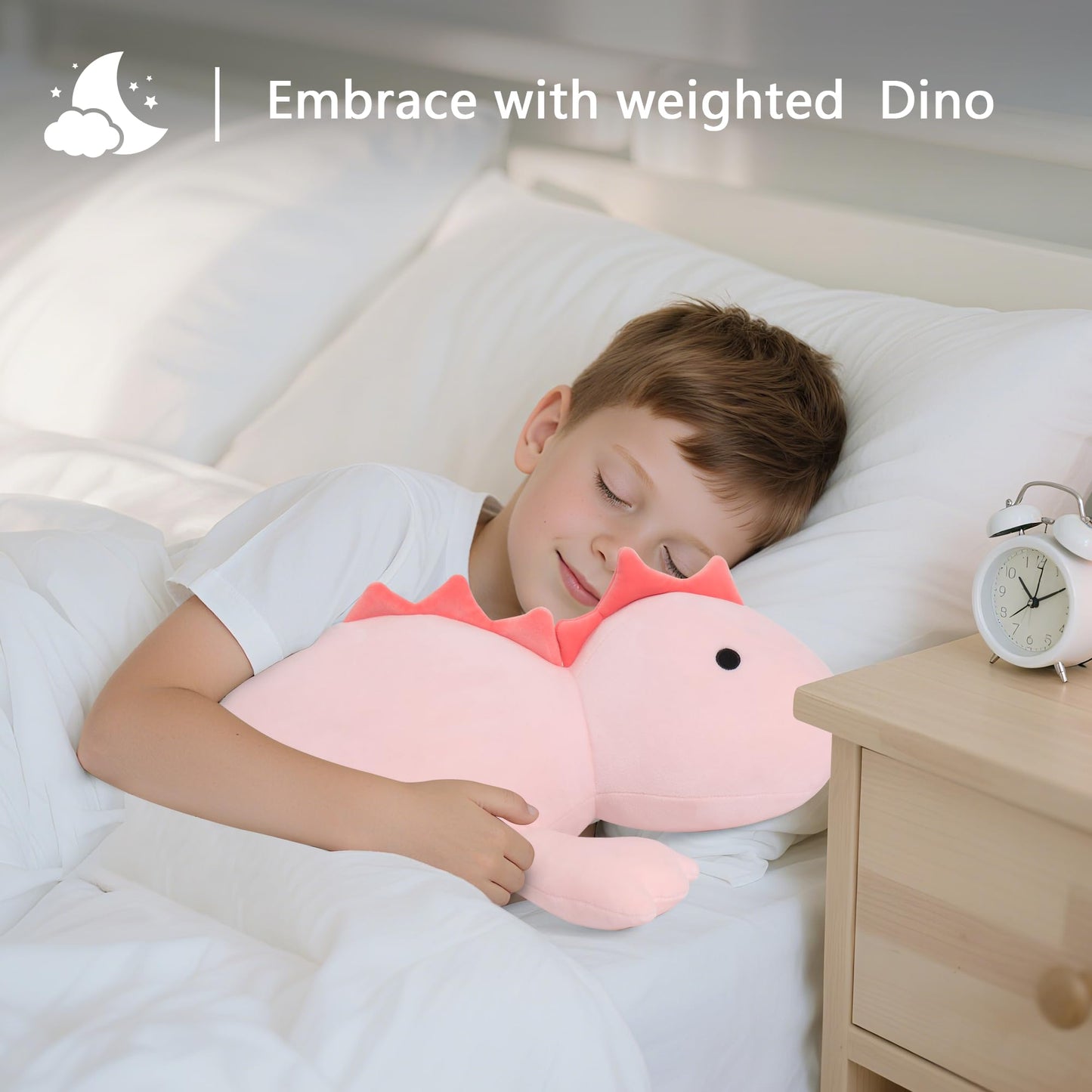 IdeaMeme 22in Weighted Dino Plush - 3.5 lbs Pink Pillow for Kids and Adults