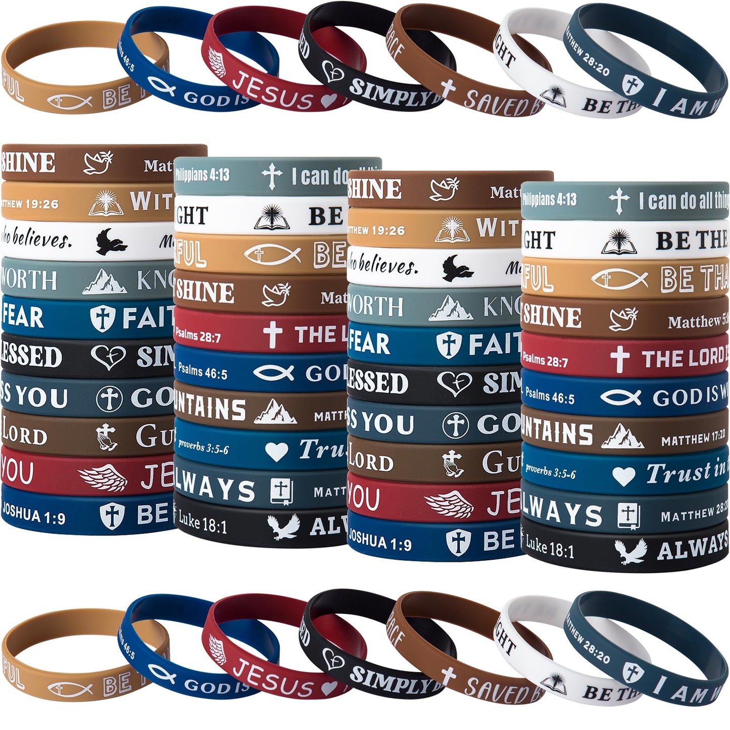 IDREAMBAND Bible Verse Bracelets – 80-Piece Silicone Wristbands, Comfortable & Lightweight Christian Gifts
