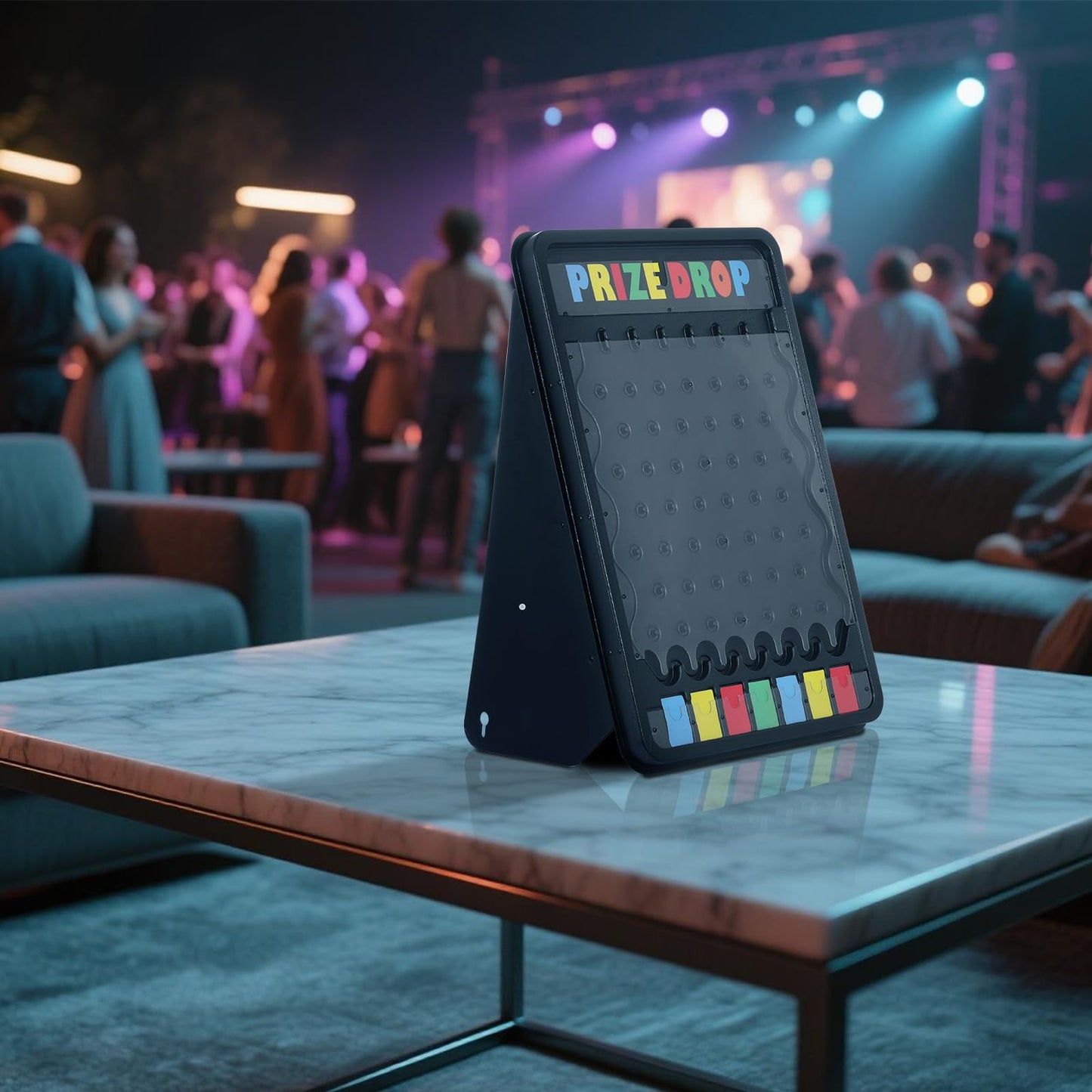 iElyiEsy 31x21 Prize Drop Plinko Board — Foldable Stand, 10 Customizable Pucks, 7 Grids