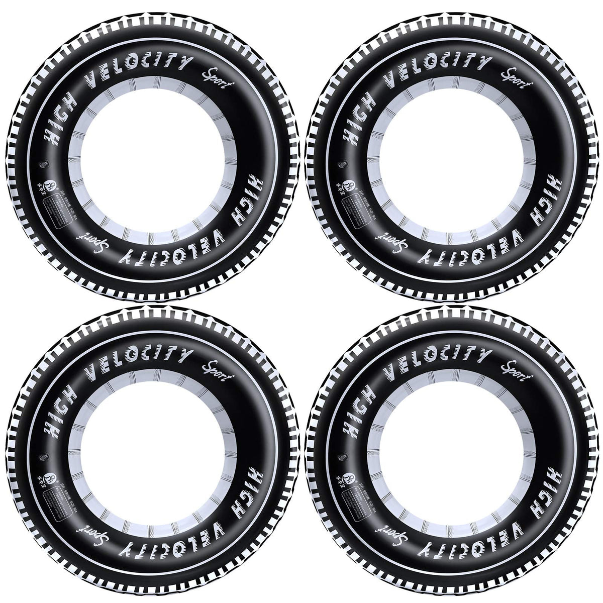 iefoah Inflatable Tire Tubes Pool Floats – 4 Pack for Kids & Adults | Car Theme Party Decor