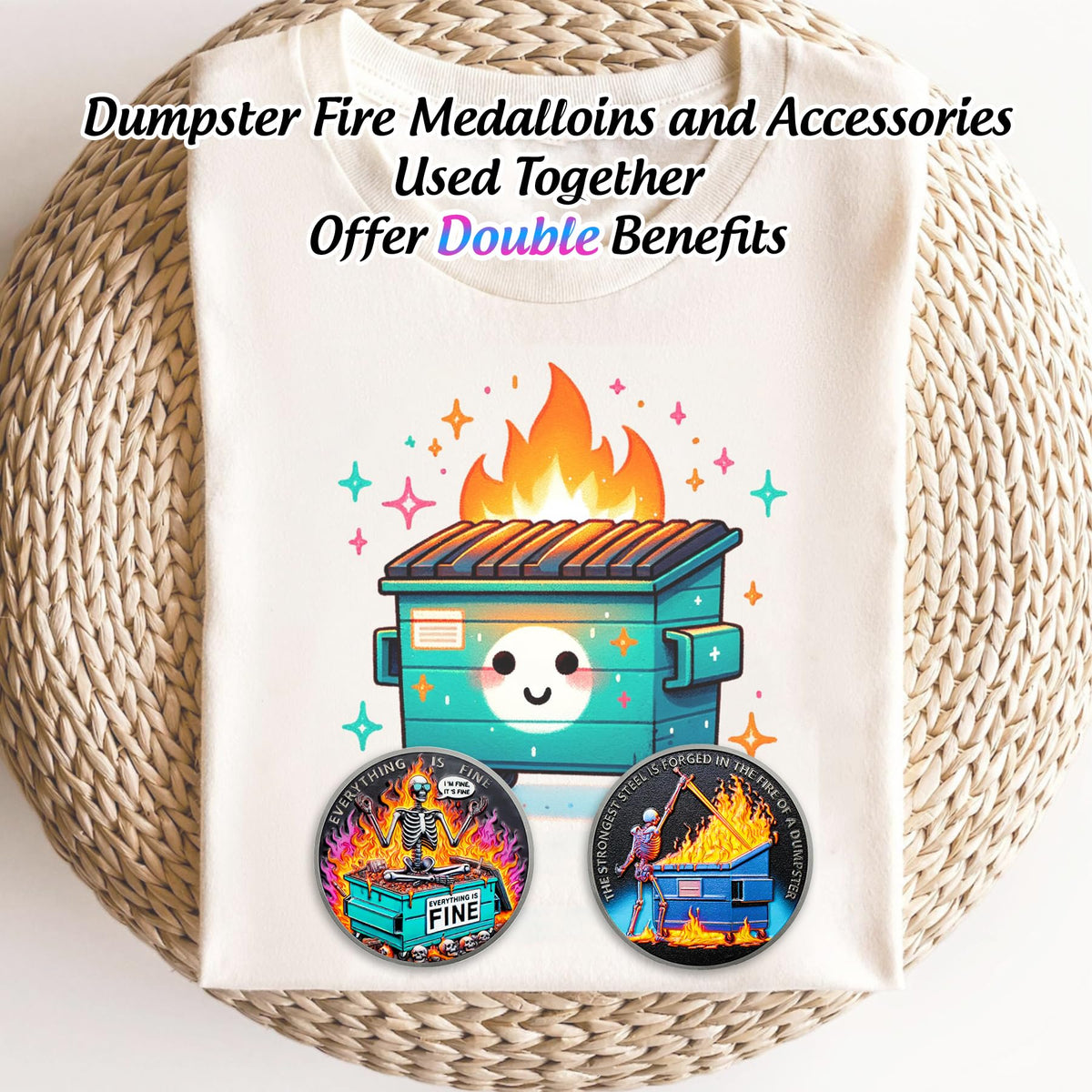 IELCJJ Colorful Skull Dumpster Fire Coin – The Strongest Steel Forged in Fire Desk Accessory