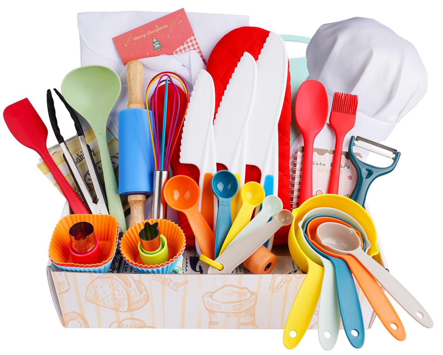 IELEK Kids Cooking Set – Real Baking Utensils with Apron, Hat & Kitchen Guide