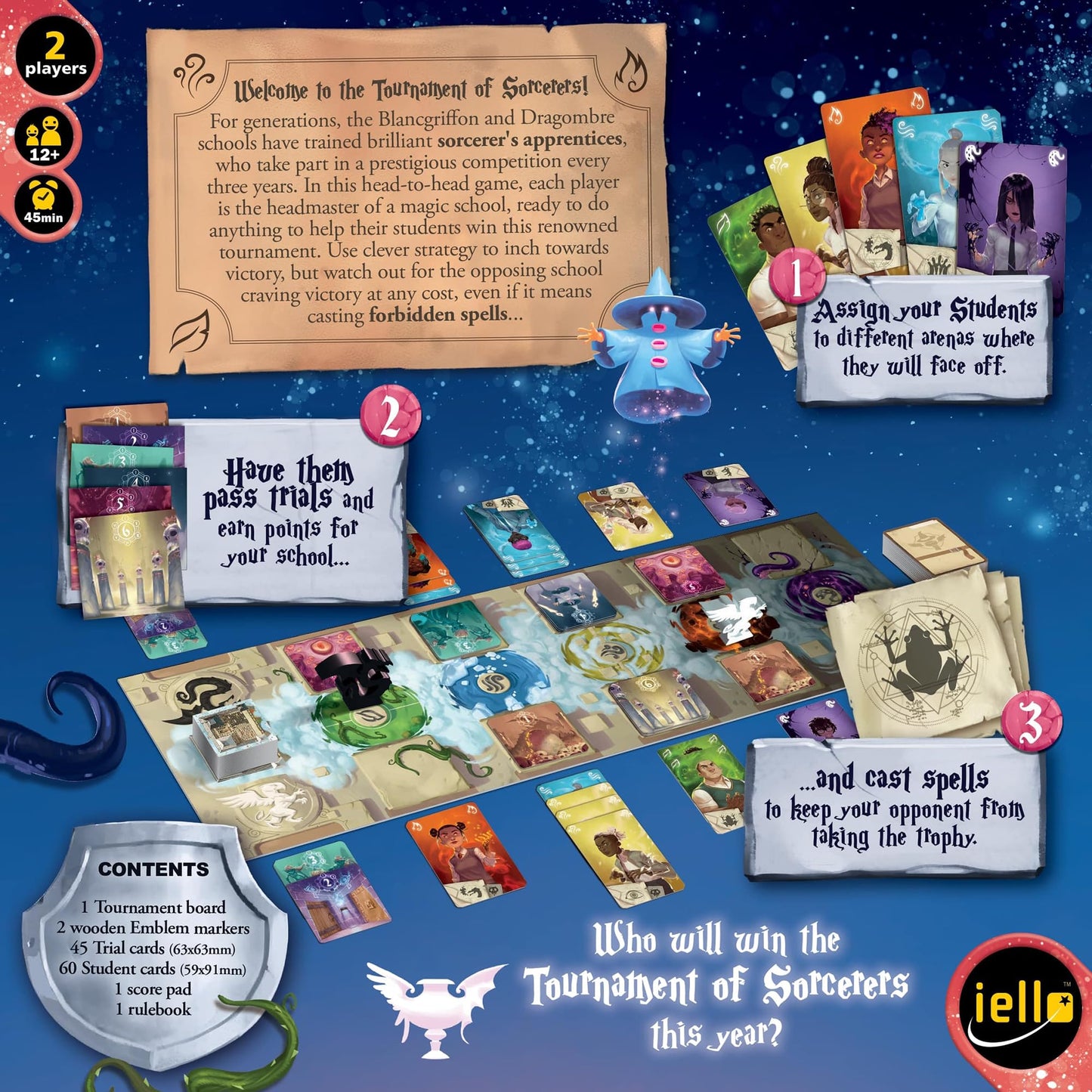 IELLO Clash of Magic Schools — Set Collection Fantasy Card Game for 2 Players, 45 Minutes