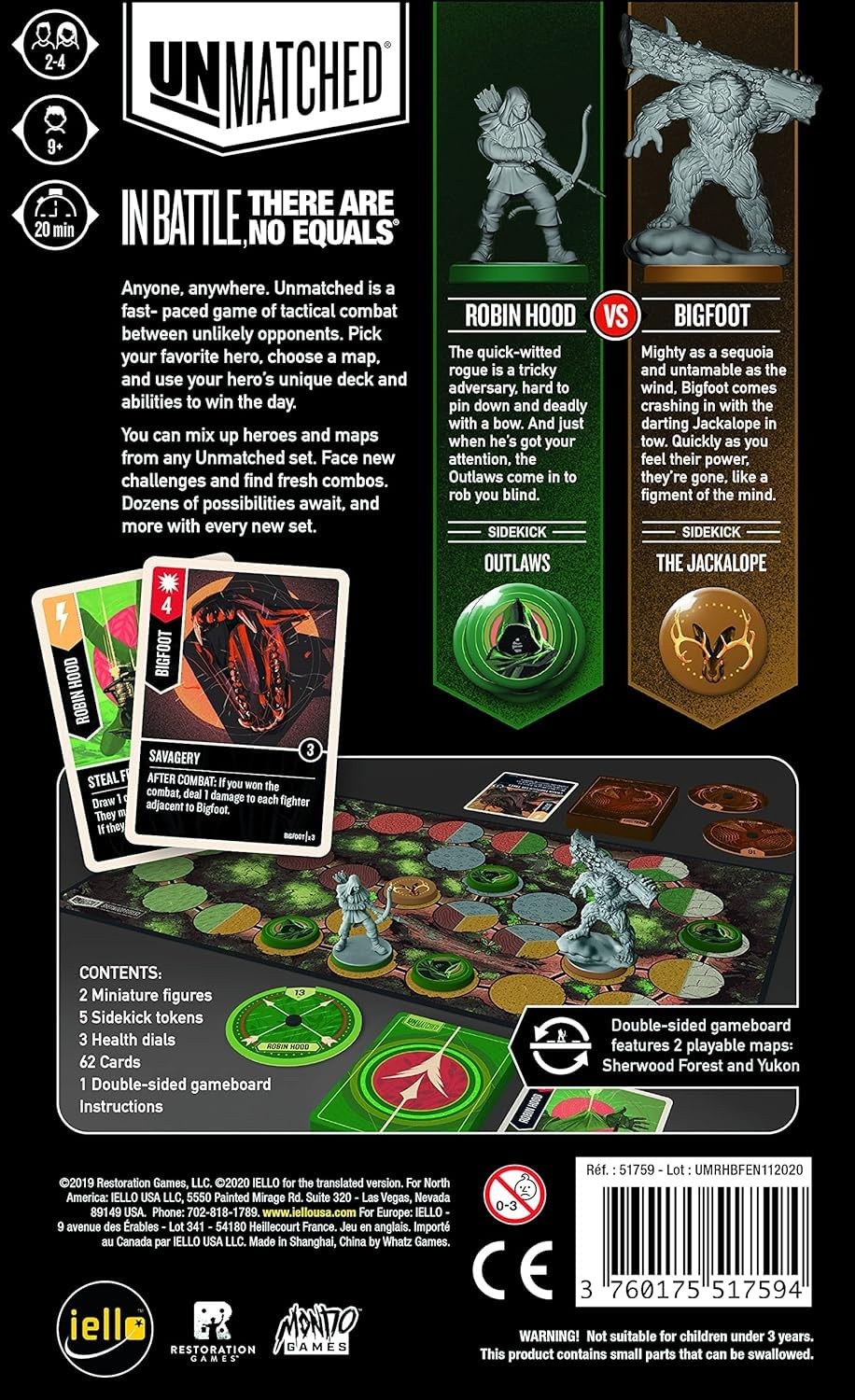 IELLO Unmatched: Robin Hood vs Big Foot – Asymmetrical Card Game for 2 Players, Ages 9+, ~20 Minutes