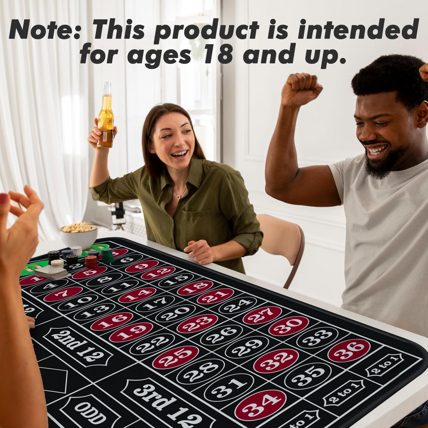 iEsstros Casino Roulette Mat 70x35 — Portable Rubber Table Mat with Storage Bag, Win Marker & Dealer Button