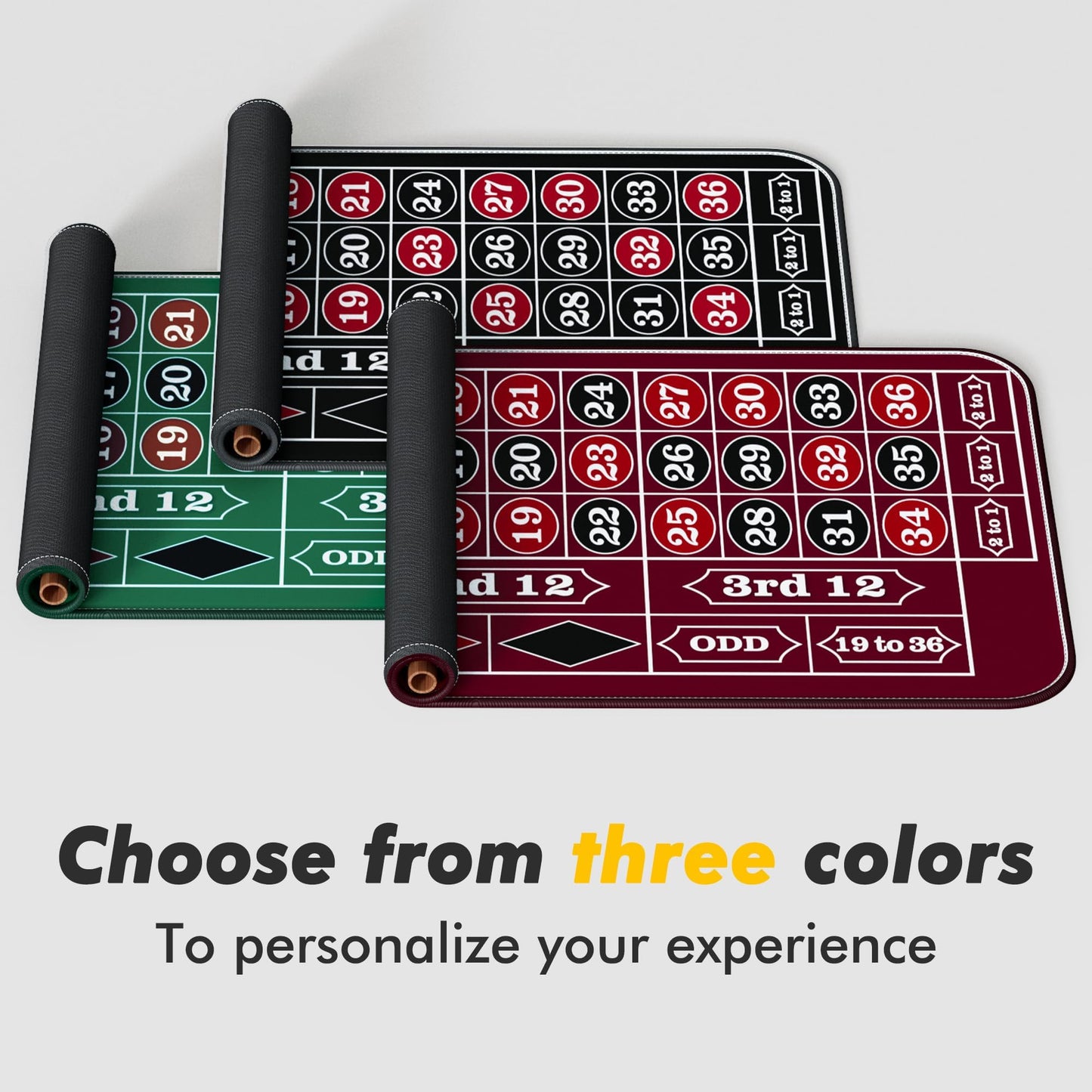 iEsstros Casino Roulette Mat 70x35 — Portable Rubber Table Mat with Storage Bag, Win Marker & Dealer Button
