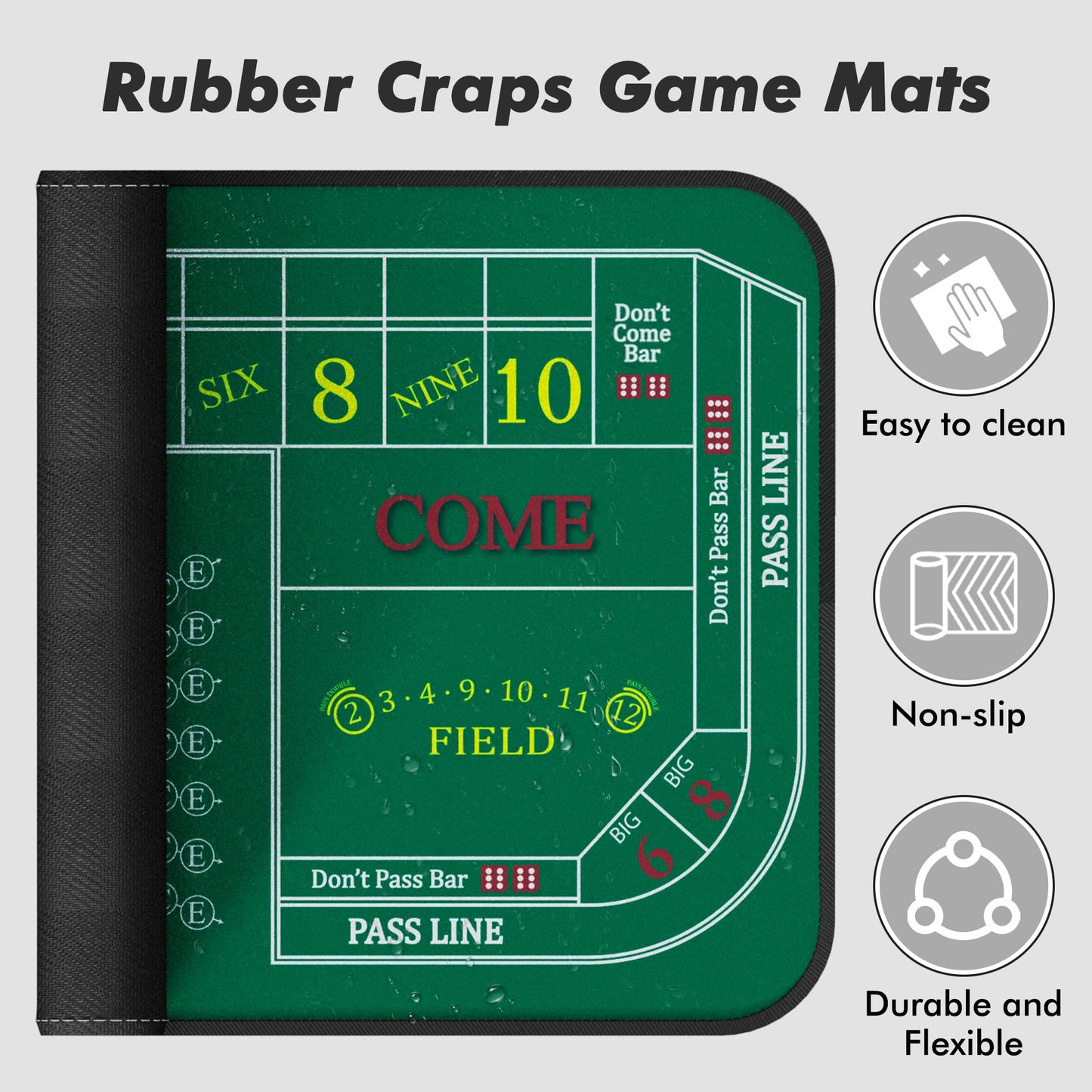 iEsstros Craps Table Top Set - 70x35 Inches Green Mat with 5 Dice, 100 Chips, and Carry Bag