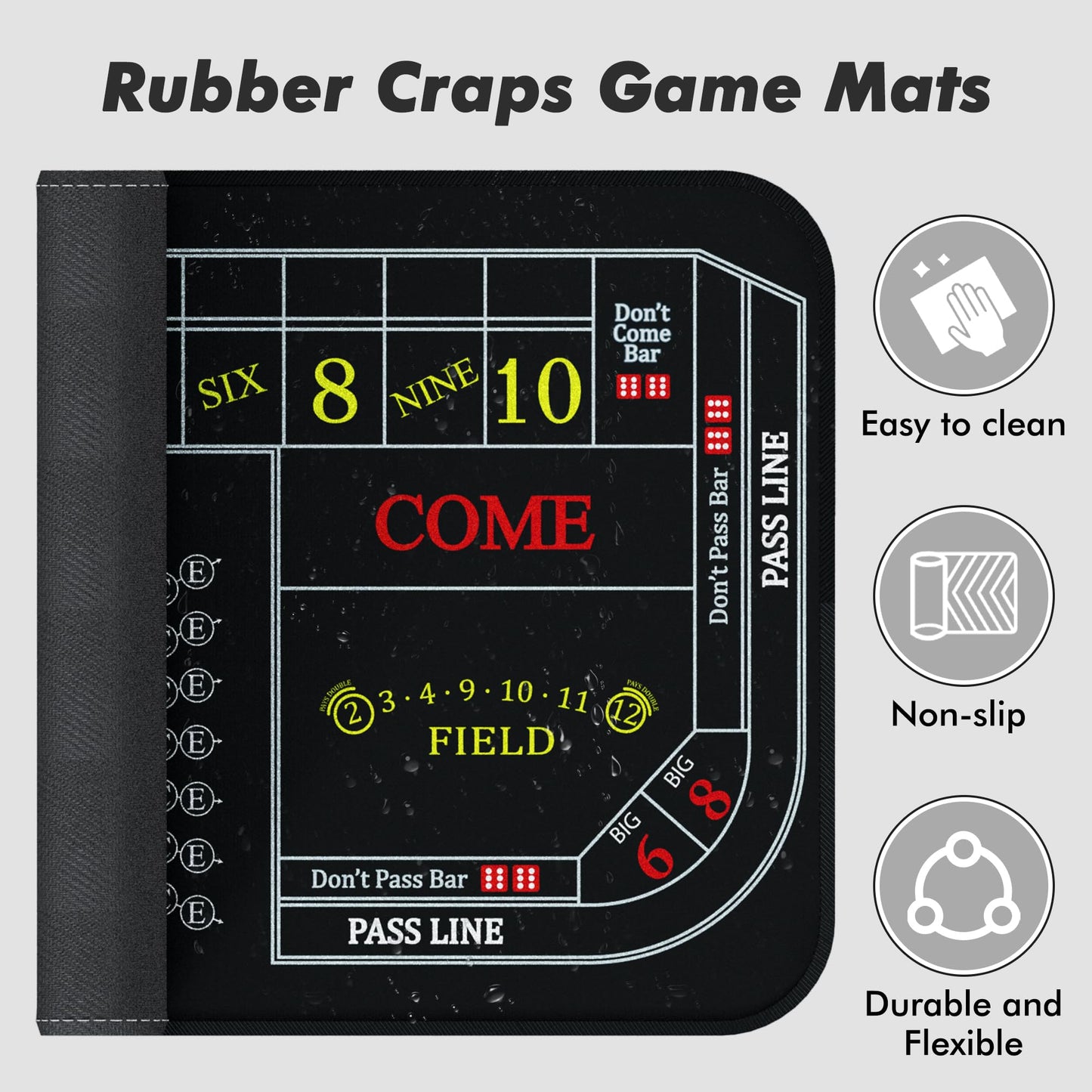 iesstros Craps Table Top Set 70x35 — Double Dealer Mat with Dice, Chips, and Storage Bag