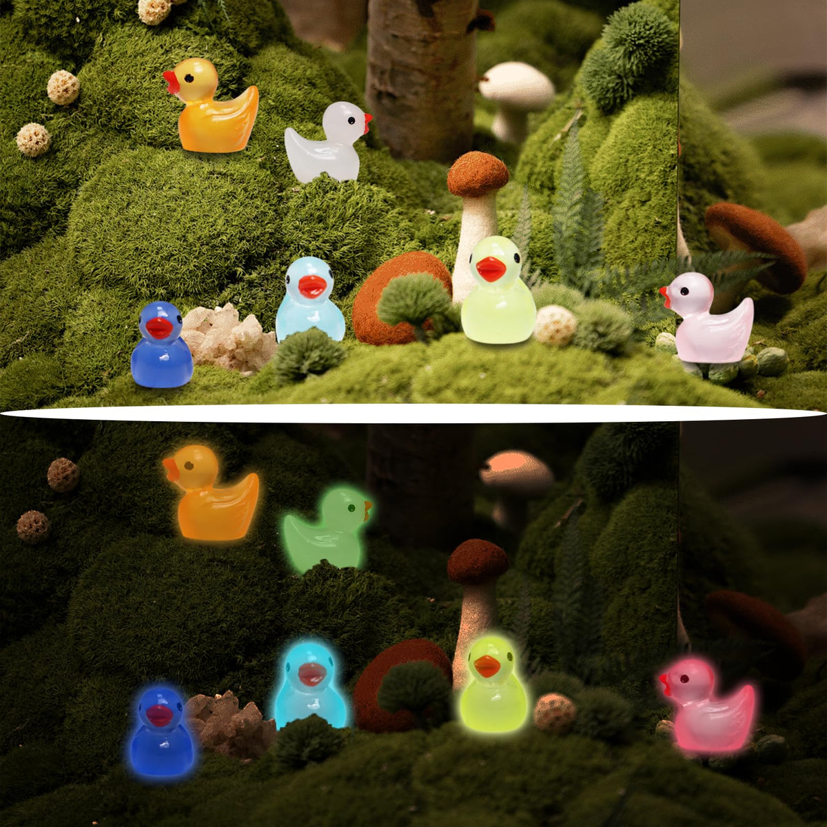 IEUHDKWL Mini Resin Ducks – Glow-in-the-Dark 16 Colors (128 PCS)