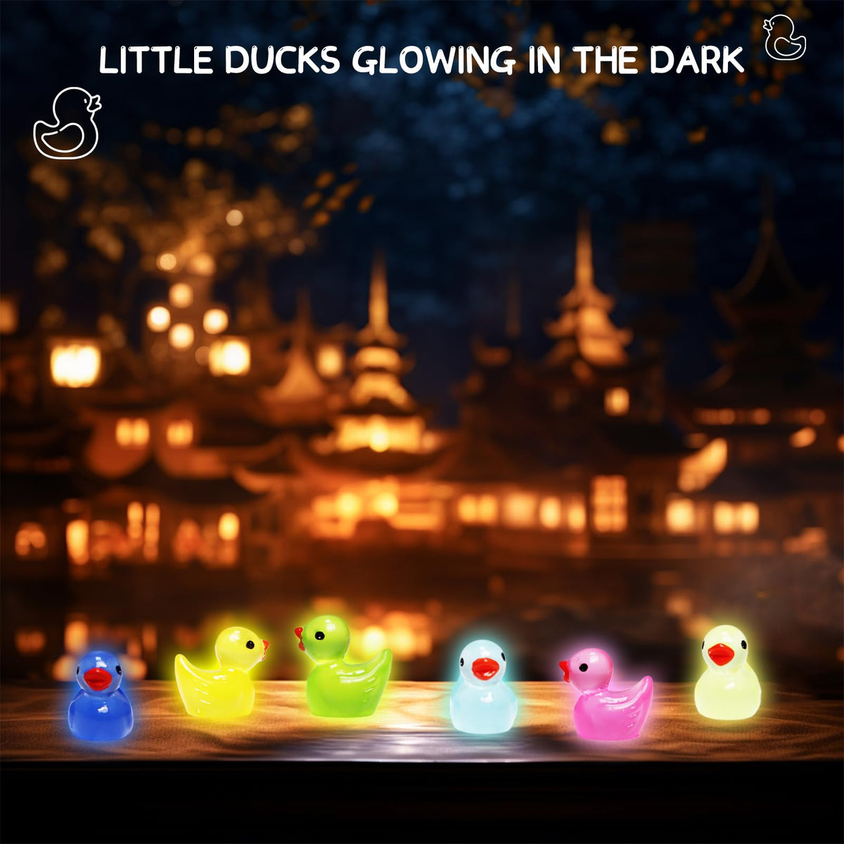 IEUHDKWL Mini Resin Ducks – Glow-in-the-Dark 16 Colors (128 PCS)