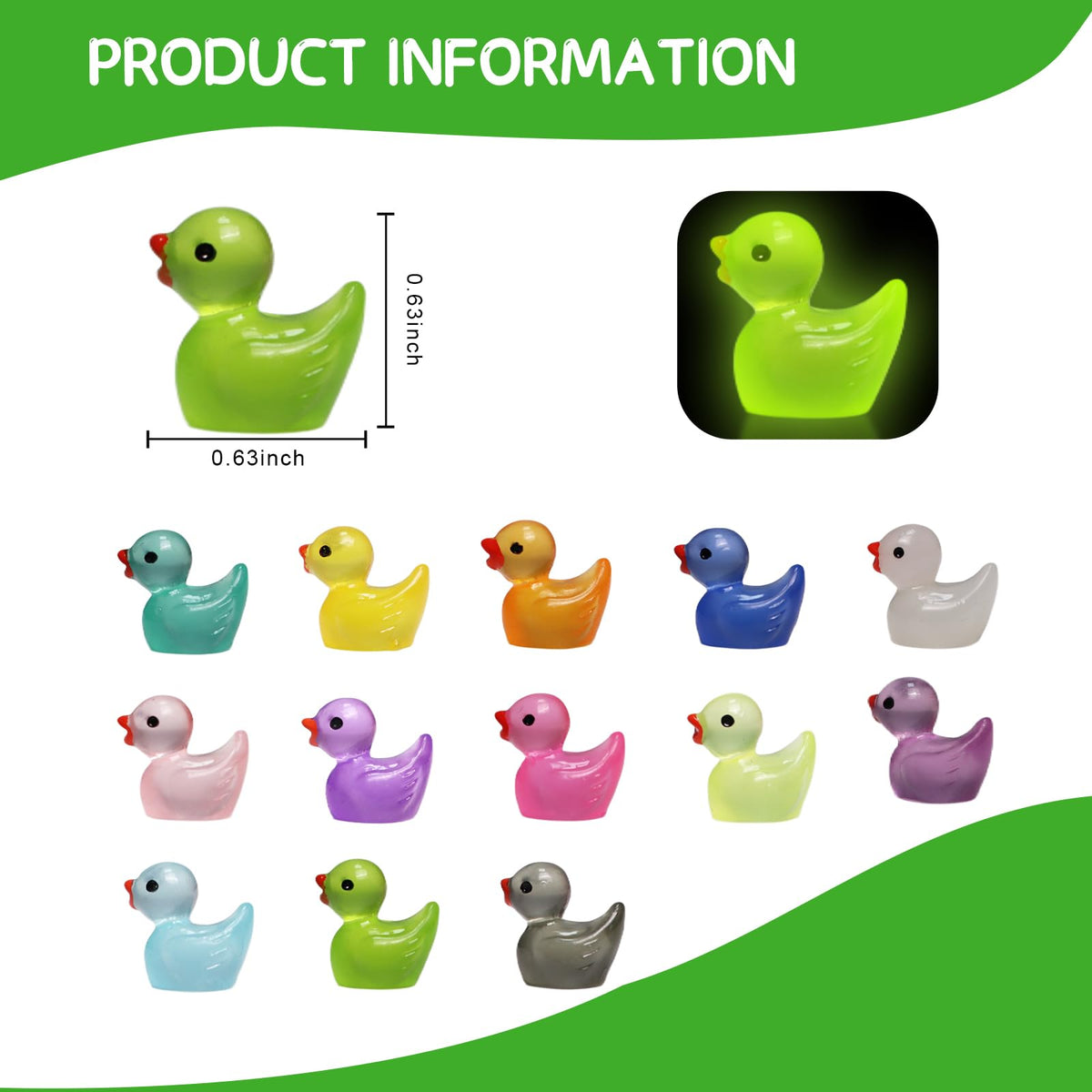 IEUHDKWL Mini Resin Ducks – Glow-in-the-Dark 16 Colors (128 PCS)