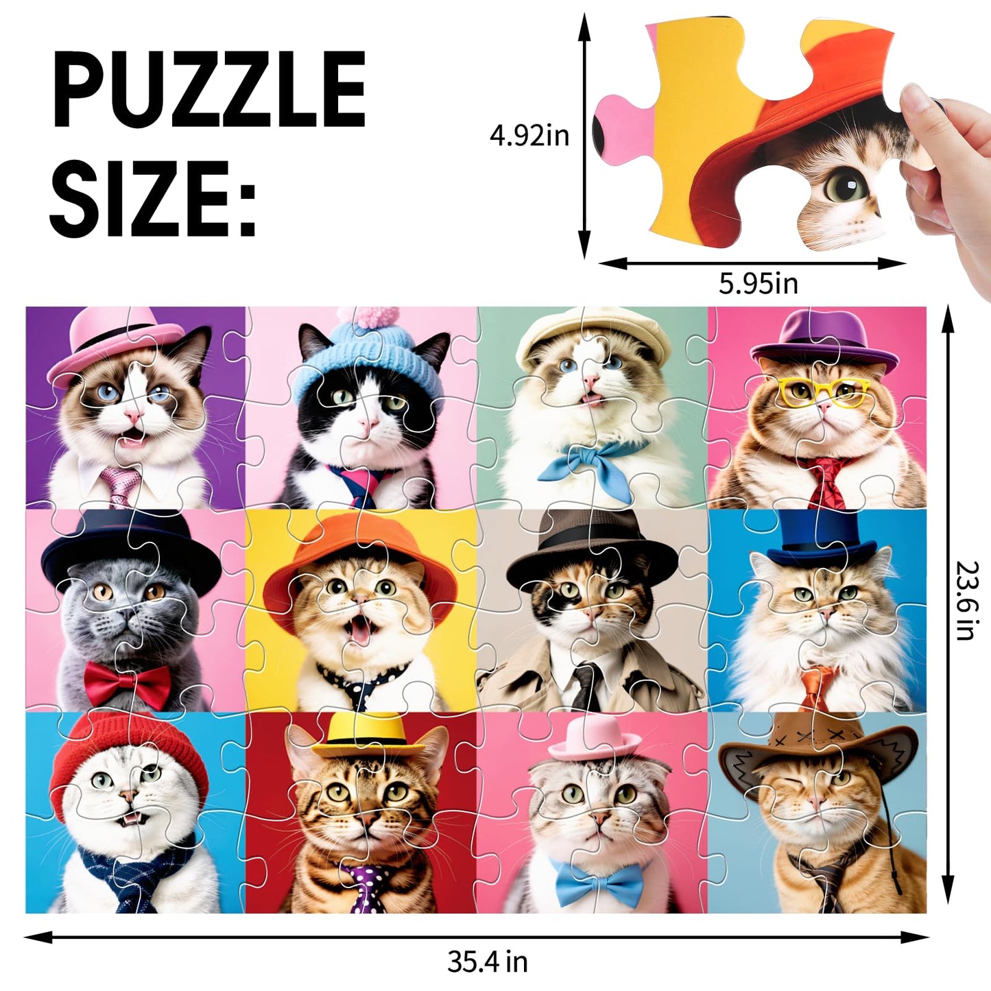 IFLOVE Jumbo Cat Floor Puzzle – 48-Piece Educational Jigsaw for Kids 3-8 | Gift Idea