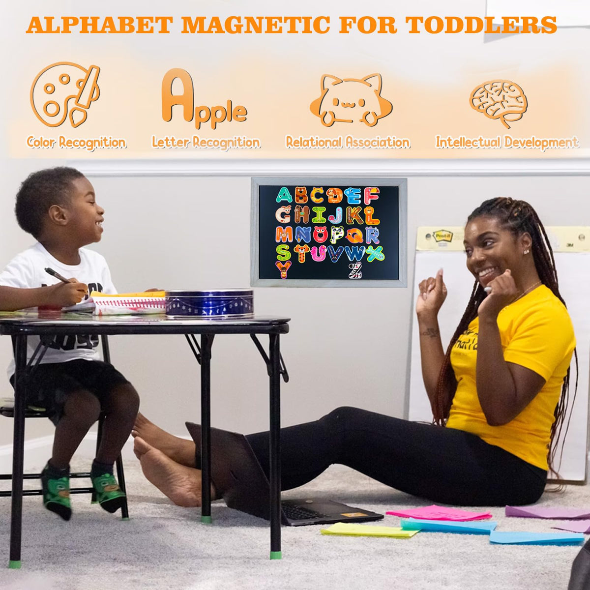 IFIYOOY Fridge Magnets for Toddlers 1-3 – Alphabet Letters & Animal Shapes