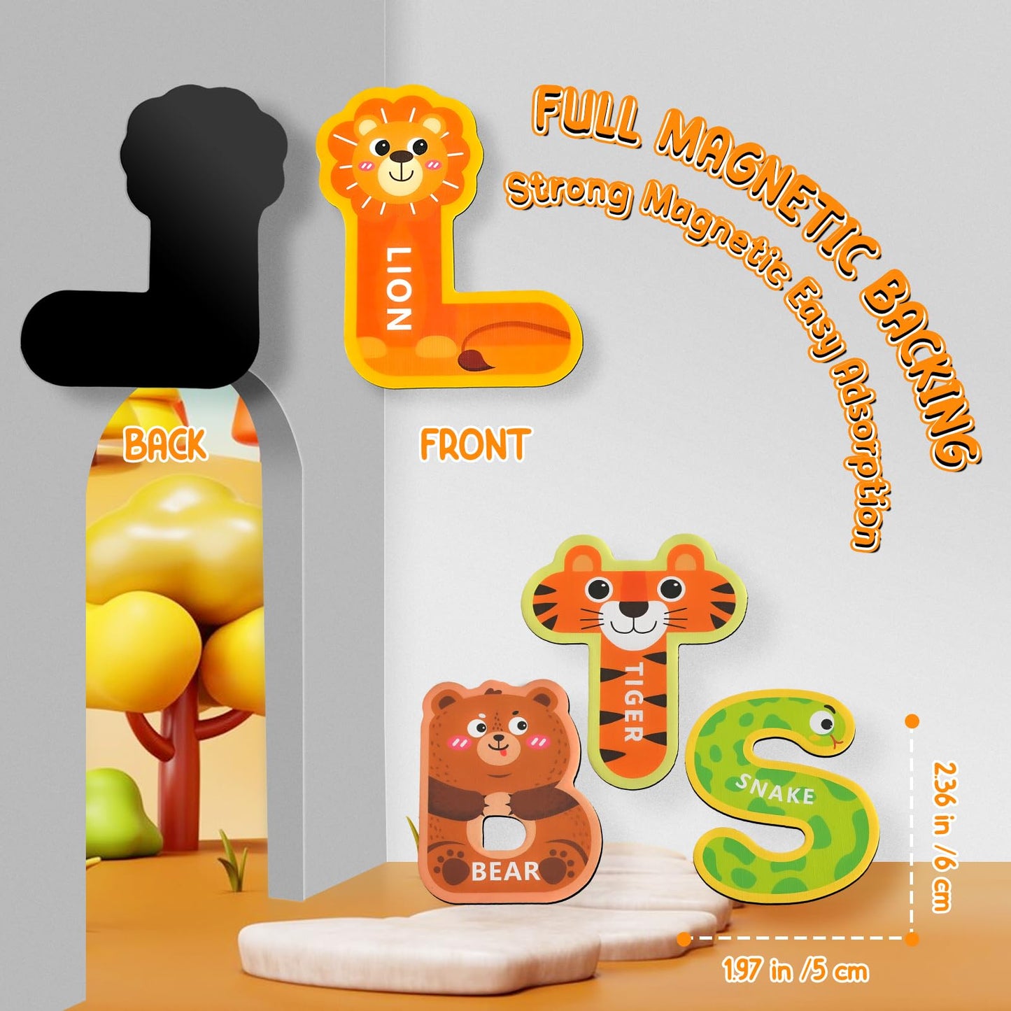 IFIYOOY Fridge Magnets for Toddlers 1-3 – Alphabet Letters & Animal Shapes