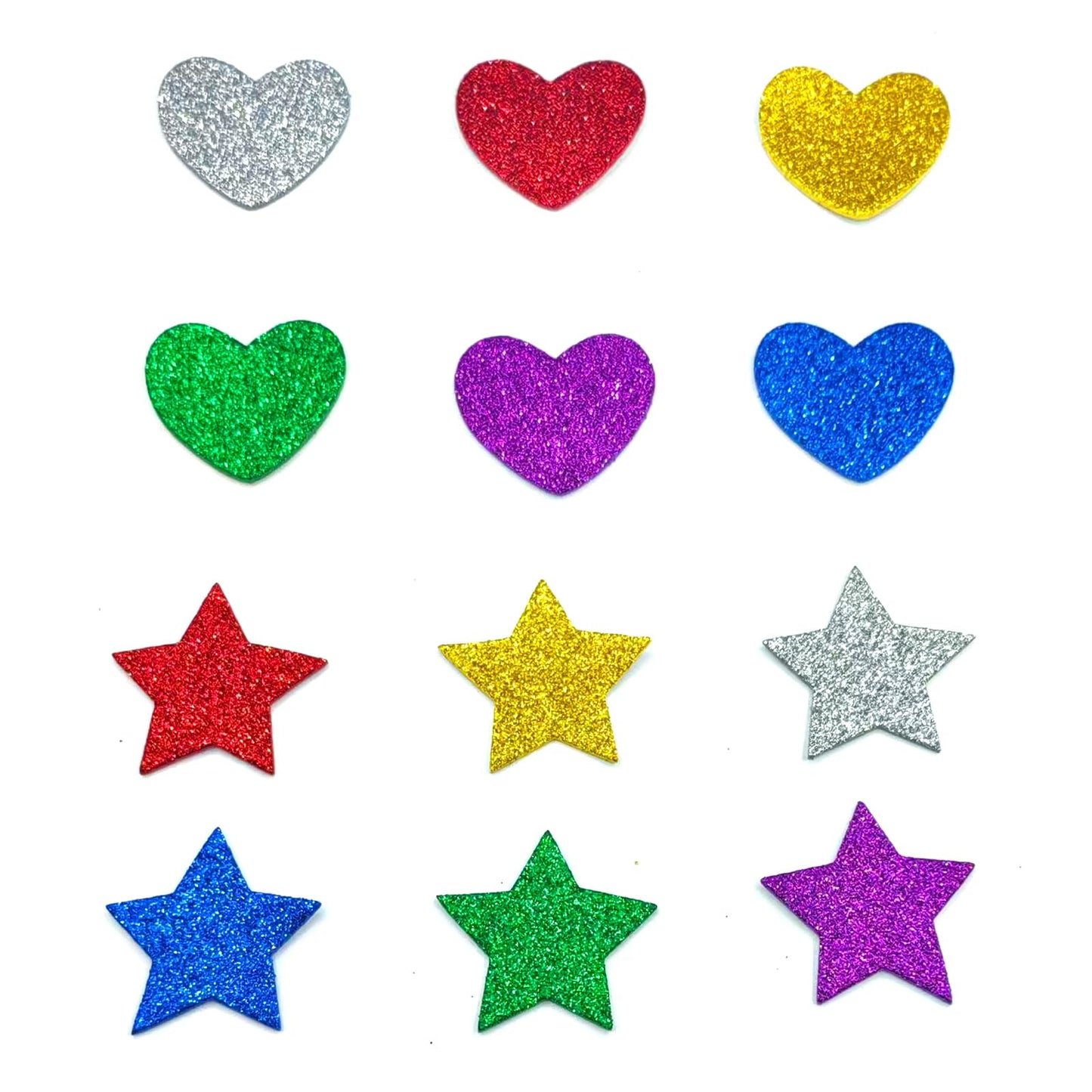 IFKEGON 342PCS Heart and Star Foam Glitter Stickers — Self-Adhesive Puffy Shapes for Crafts