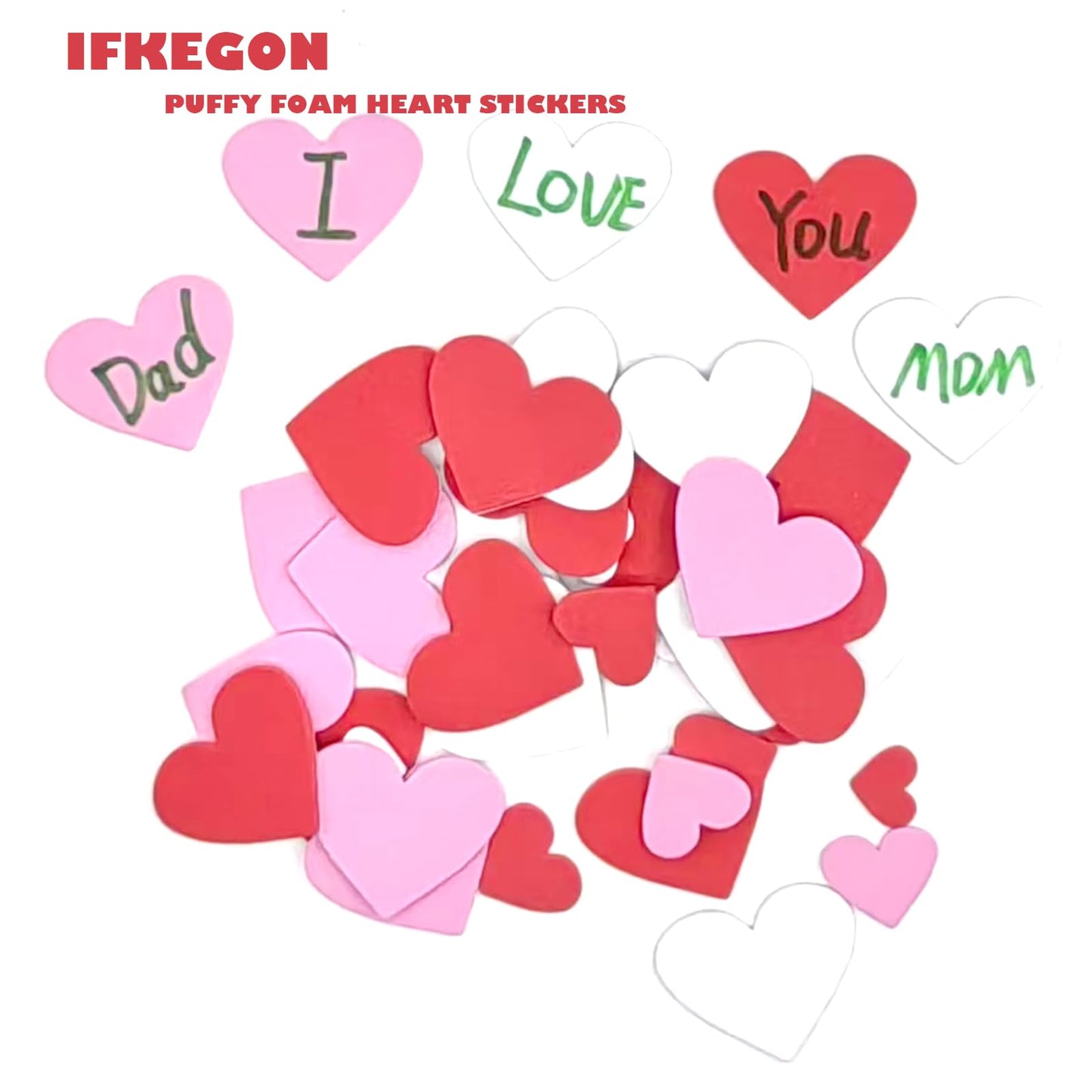 IFKEGON 360Pcs Heart Foam Stickers – Self-Adhesive 3D Puffy Hearts for Arts & Crafts