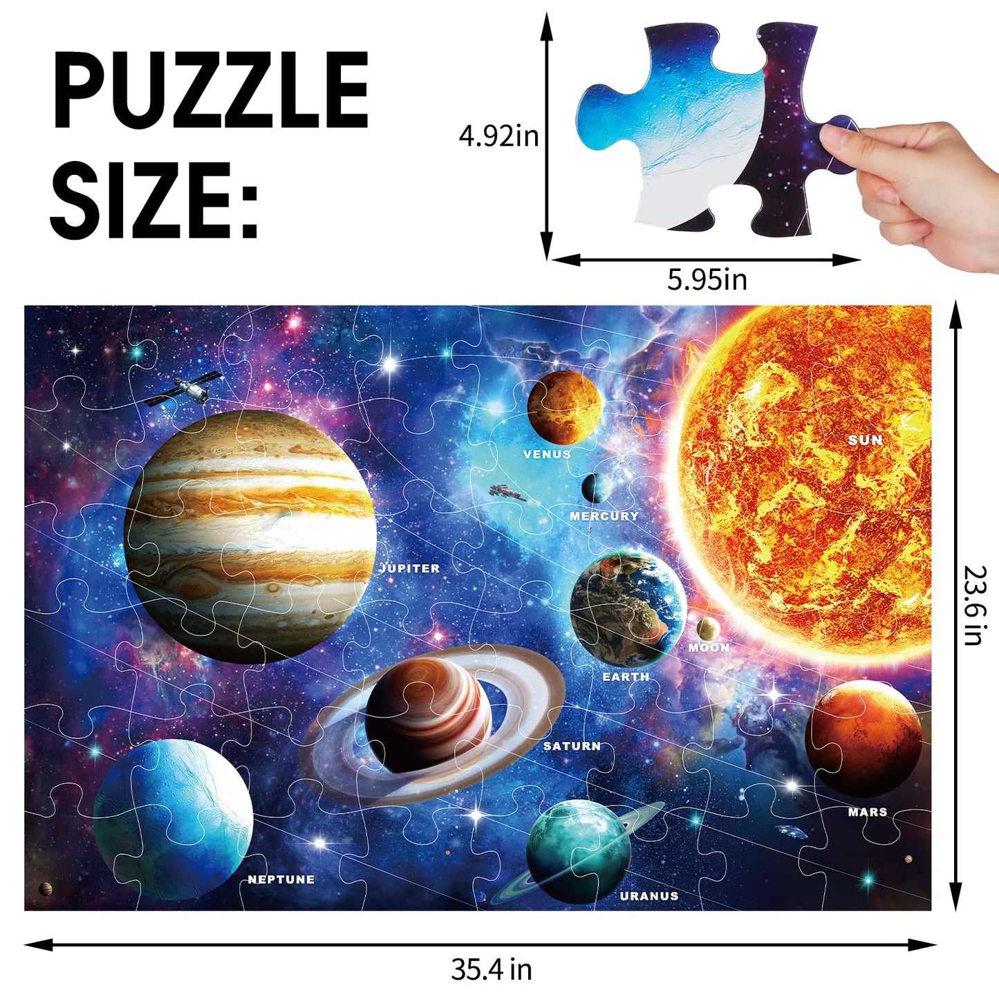 IFLOVE Jumbo Solar System Floor Puzzle – 48-Piece Space Puzzle for Kids 3-8