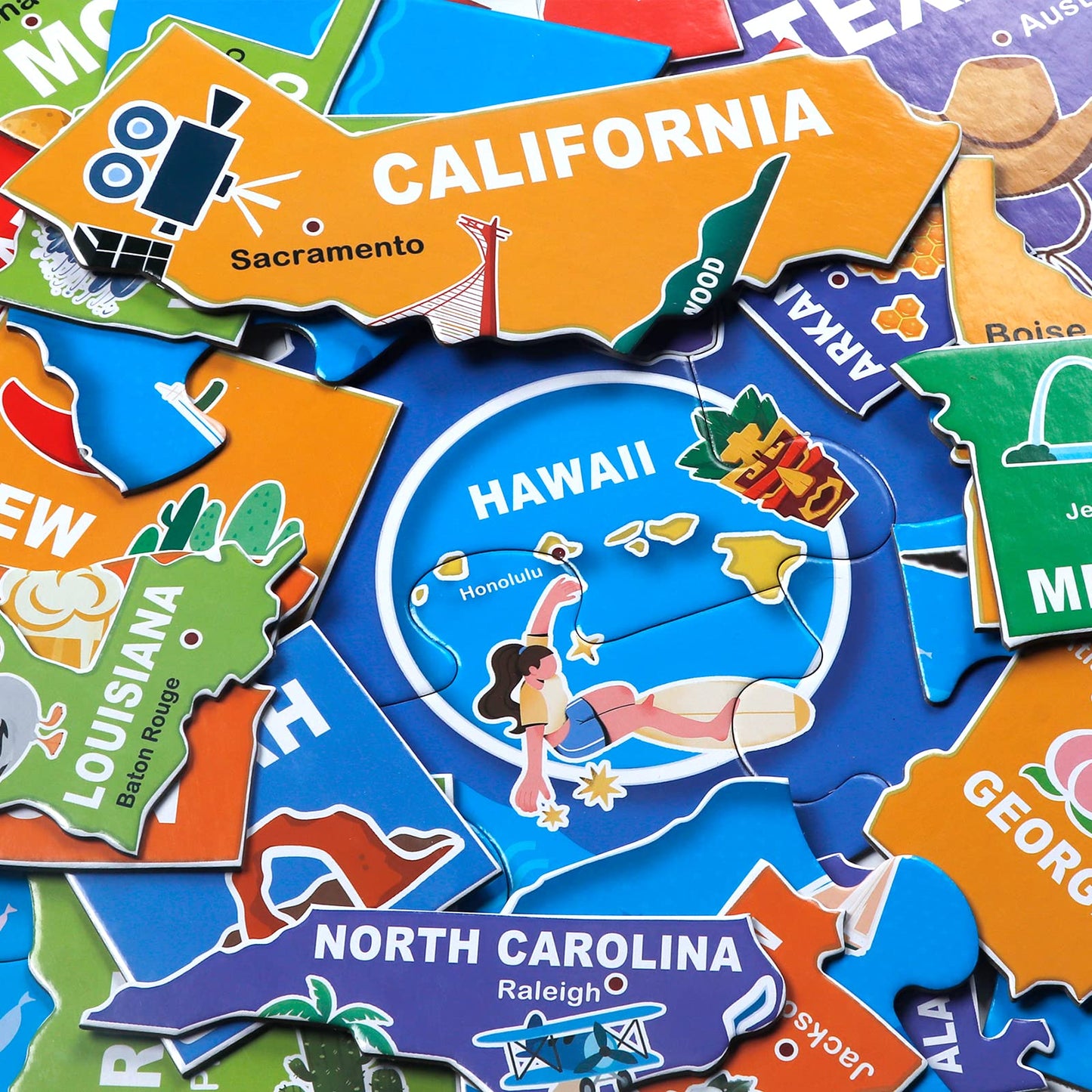 IFLOVE Jumbo Floor Puzzle USA Map for Kids | 70-Piece Capitals & States Puzzle (Ages 3-8)