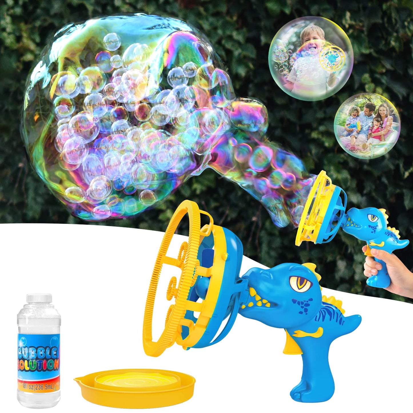 IFLOVE Bubble Gun Dinosaur Bubble Machine – Kids Bubble Blower Toy (Blue)
