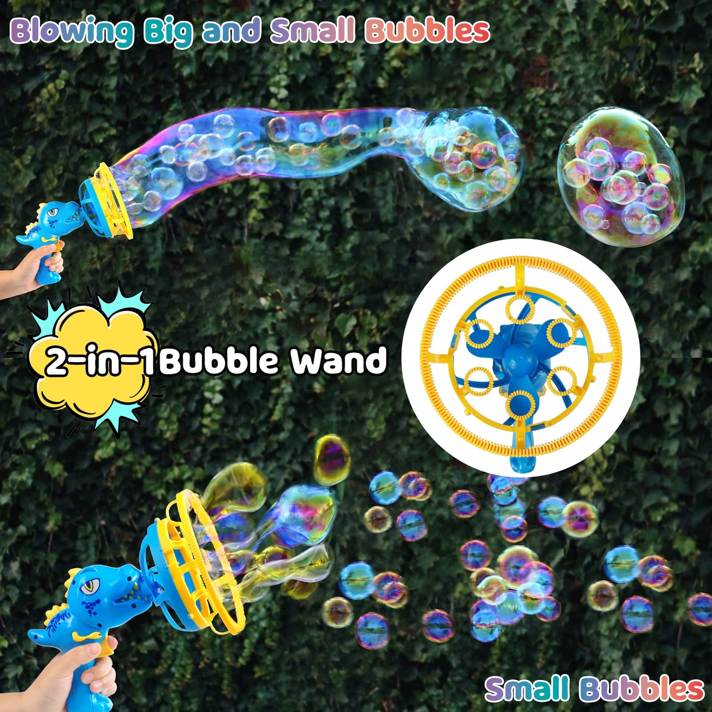 IFLOVE Bubble Gun Dinosaur Bubble Machine – Kids Bubble Blower Toy (Blue)