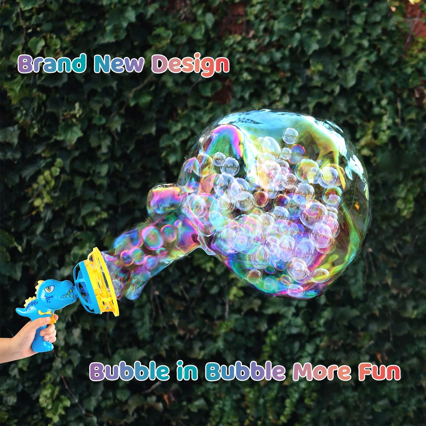 IFLOVE Bubble Gun Dinosaur Bubble Machine – Kids Bubble Blower Toy (Blue)
