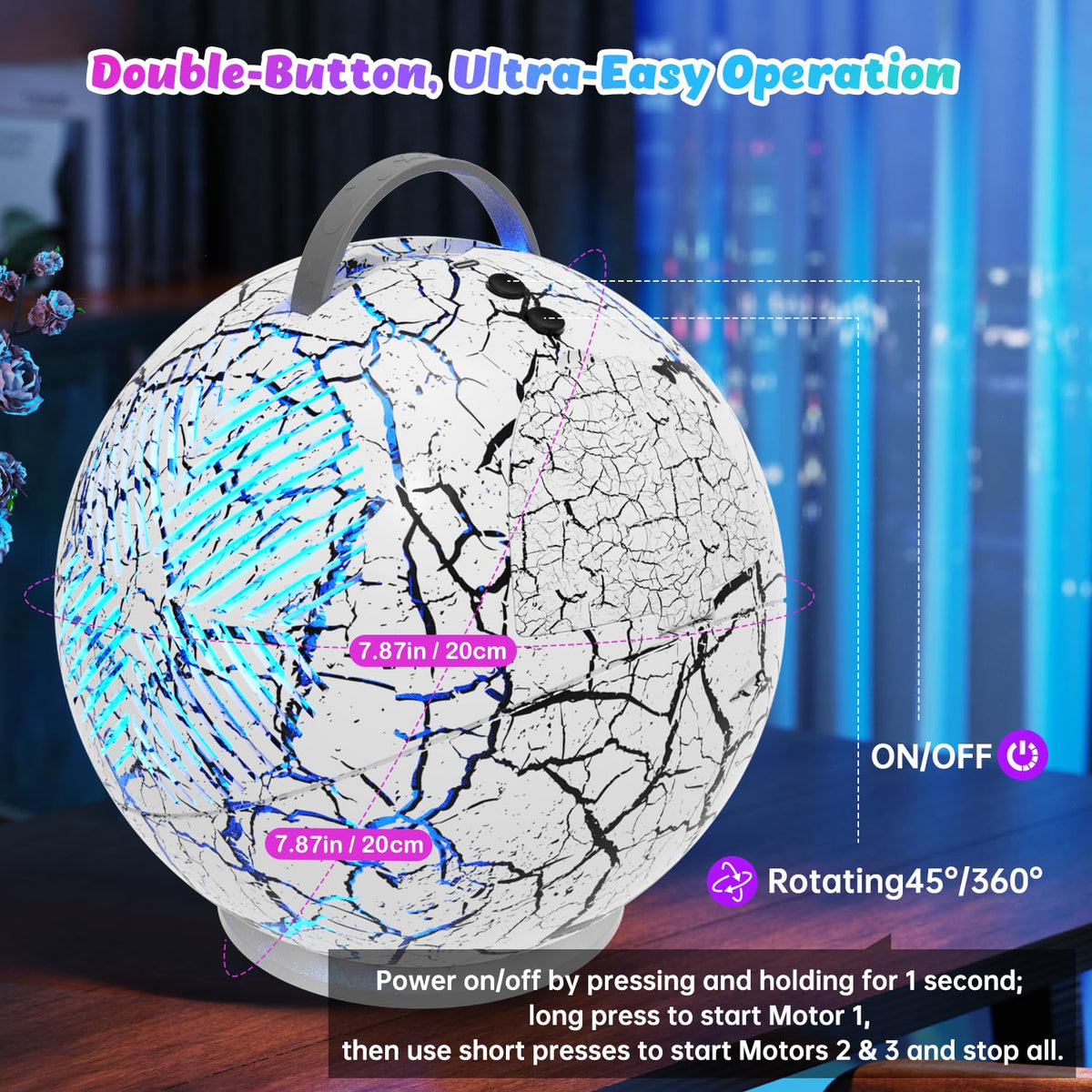 IFLOVE Bubble Machine for Kids – 45°/360° Spherical Rotating Bubble Maker with LED Lights