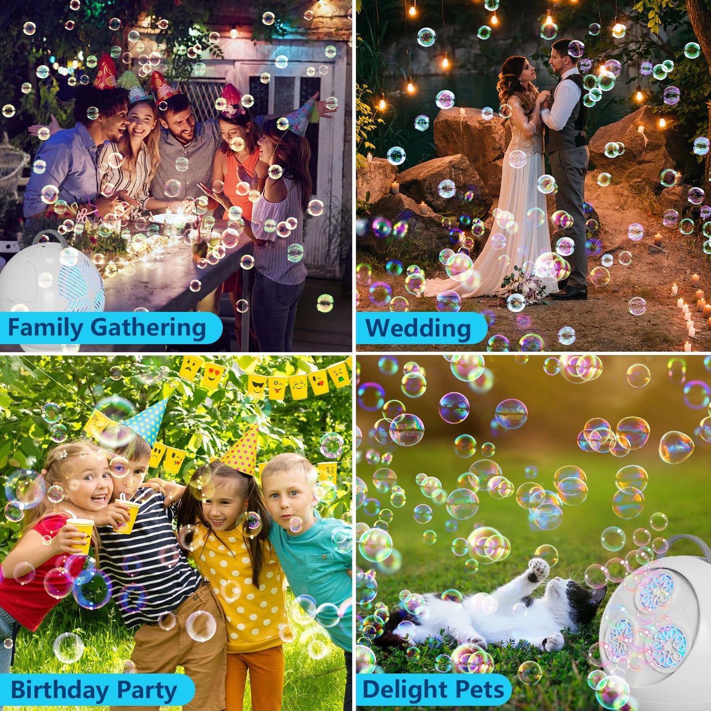 IFLOVE Bubble Machine for Kids – 360° Rotating Spherical Bubble Maker with LED Light (Rechargeable, 3+ Age)