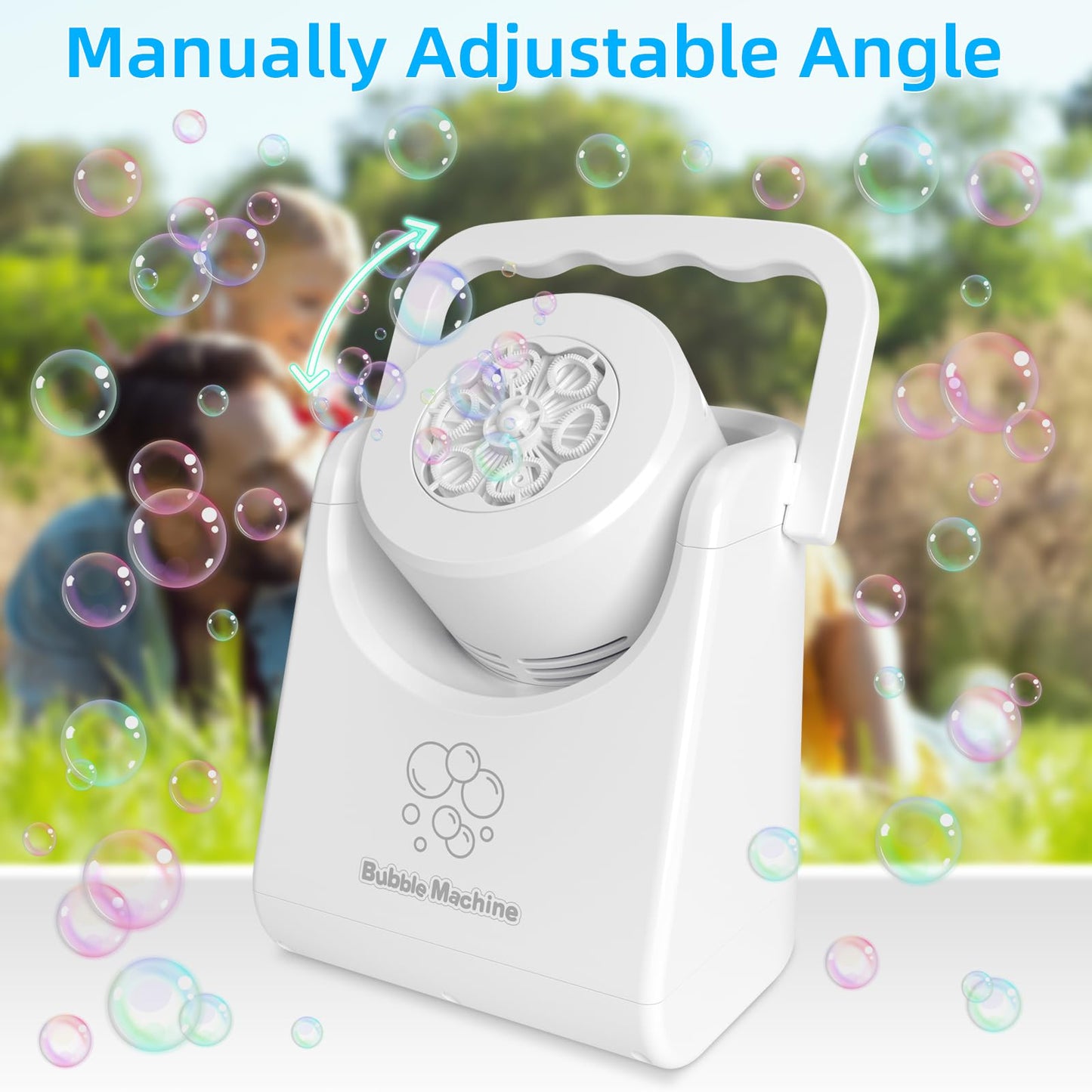 IFLOVE Bubble Machine for Kids – Automatic Bubble Blower with Adjustable Angle, Portable Toy for 3-8 Year Olds