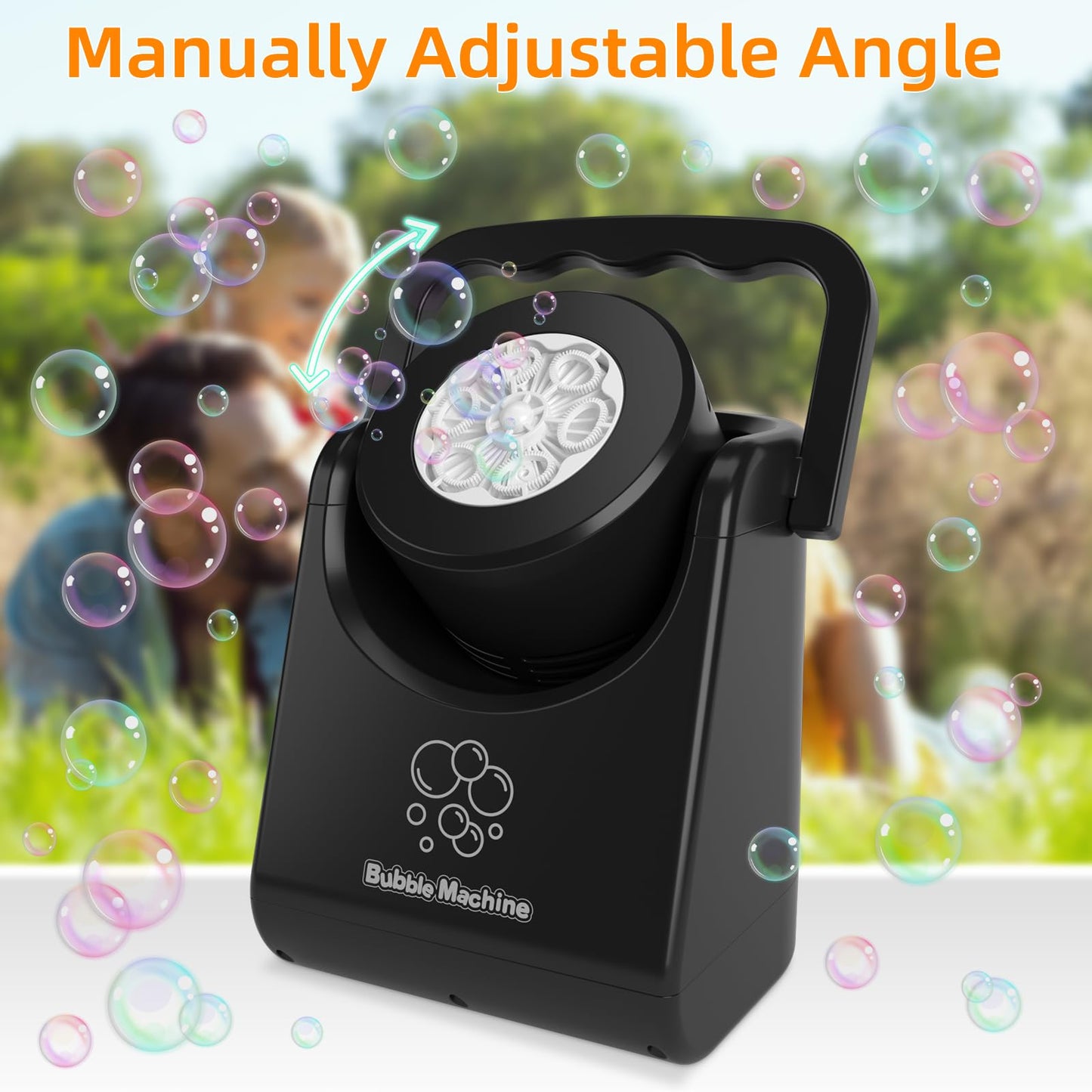 IFLOVE Bubble Machine for Kids – Automatic Bubble Blower, Adjustable Angle, Battery-Powered Outdoor Toy
