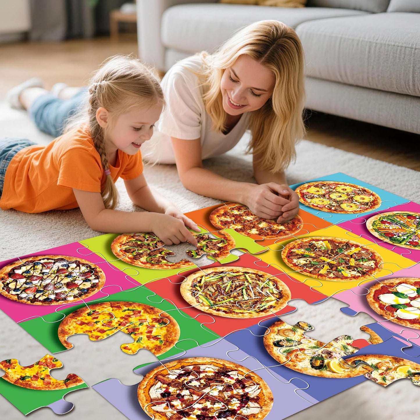IFLOVE Jumbo Pizza Floor Puzzle – 48-Piece Learning Toy for Kids 3–8