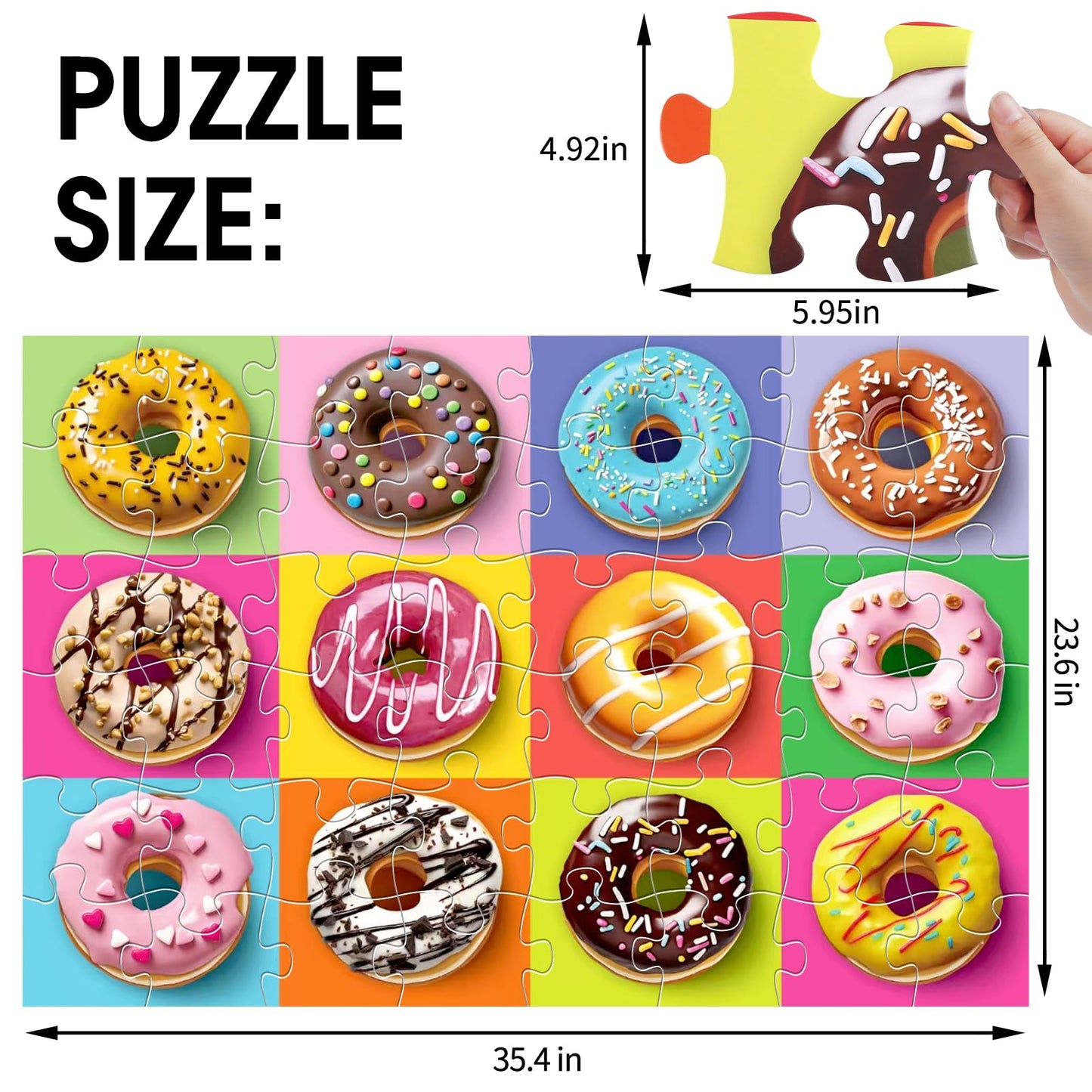 IFLOVE Jumbo Donut Puzzle — 48-Piece Colorful Floor Puzzle for Kids 3-5