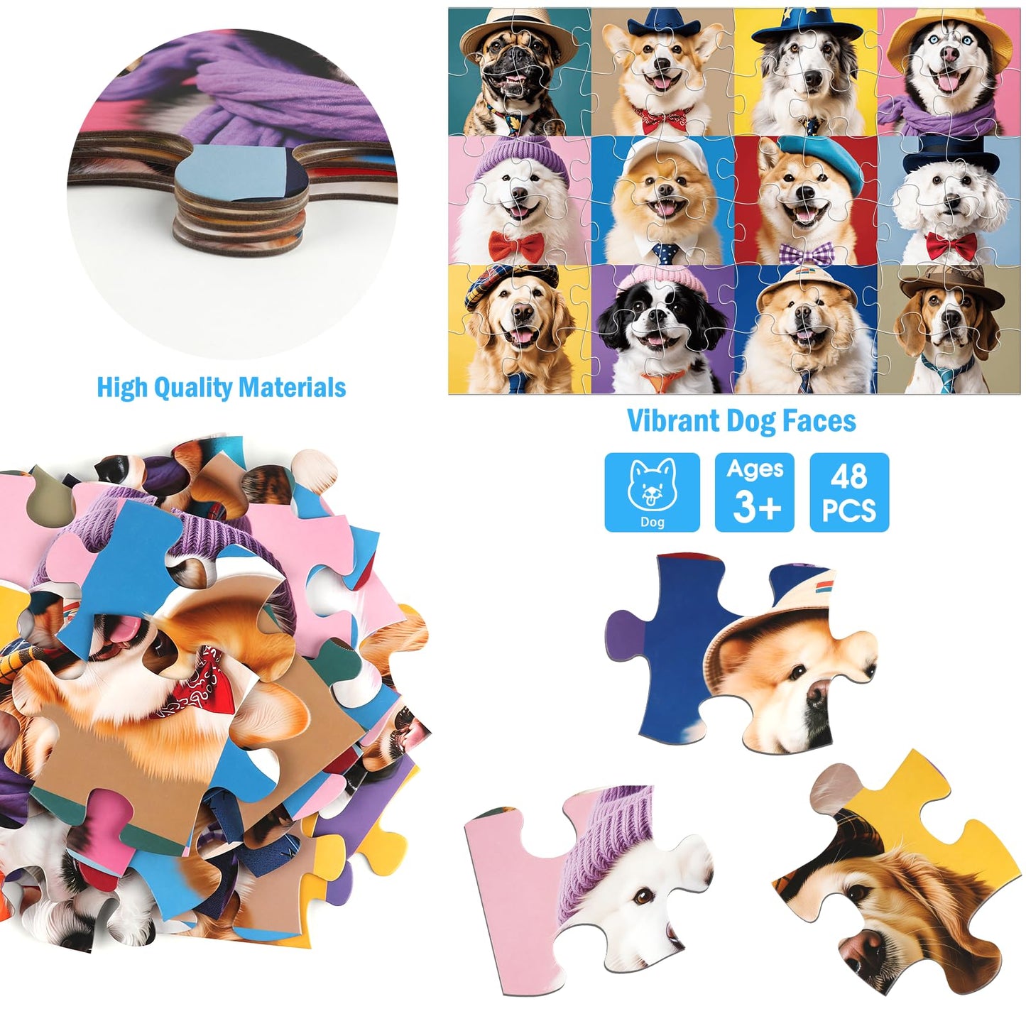 IFLOVE Jumbo Floor Puzzle for Kids – 48-Piece Dog Jigsaw, Educational Toy for Toddlers 3–6, Puppy Theme Gift
