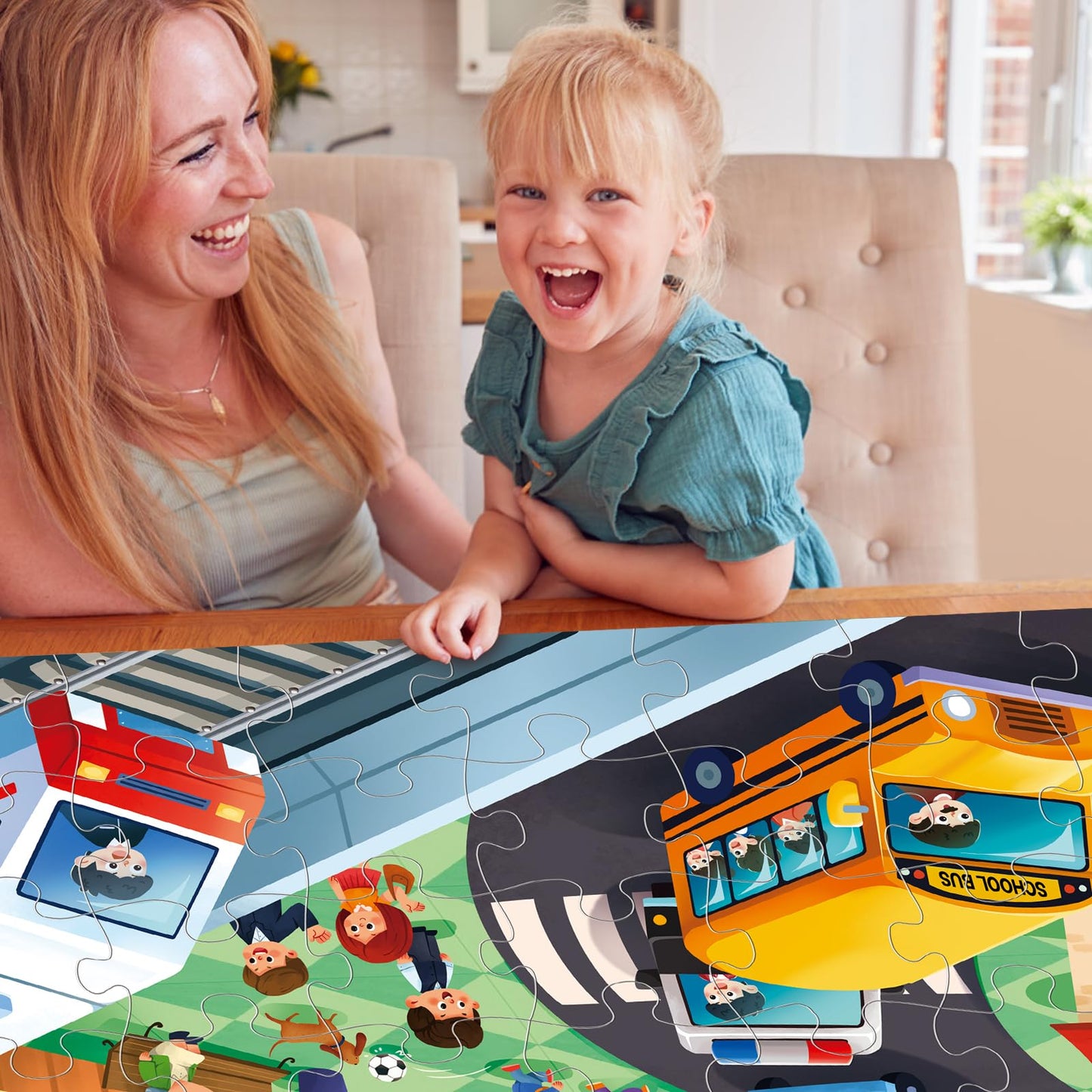 IFLOVE Jumbo Floor Puzzle – 48-Piece City Transportation for Kids 3-8