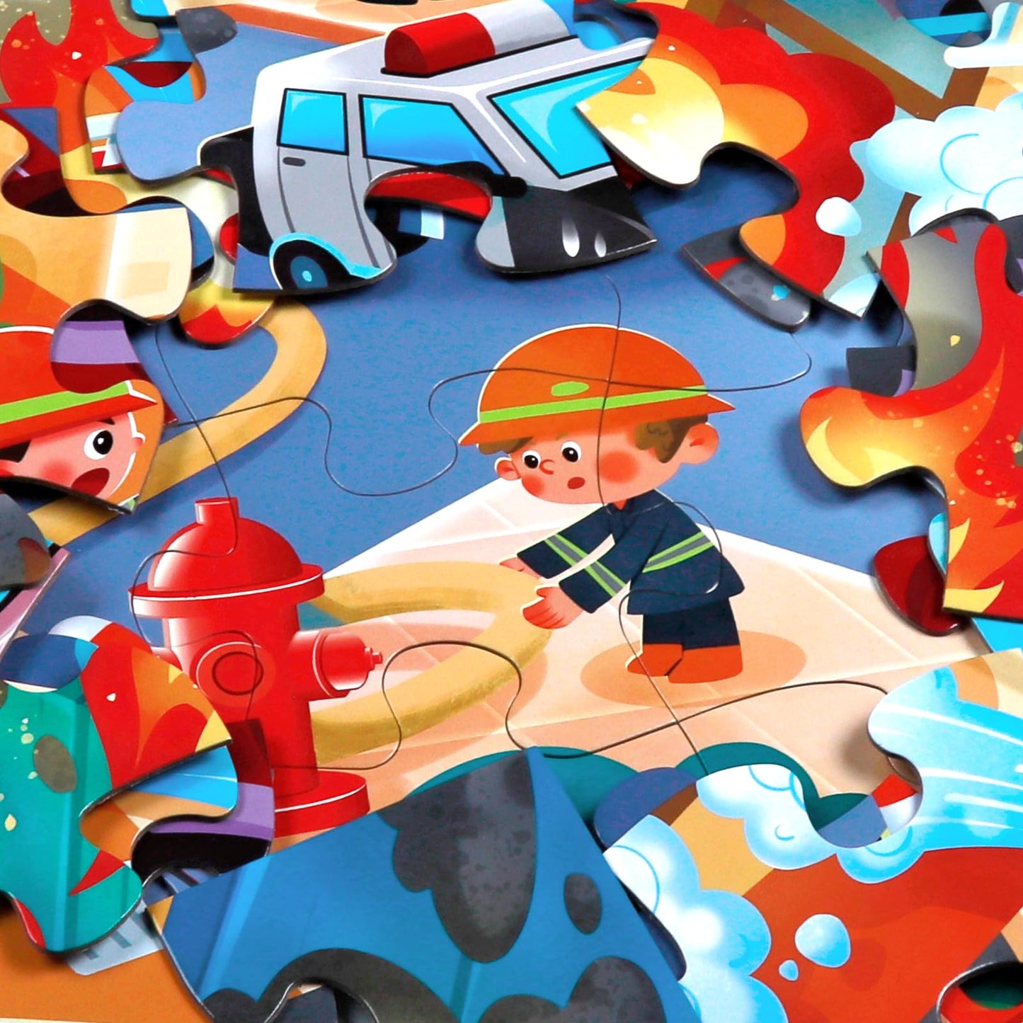 IFLOVE Jumbo Floor Puzzle for Kids | 48-Piece Fire Rescue Firefighter Puzzle for Ages 3-5