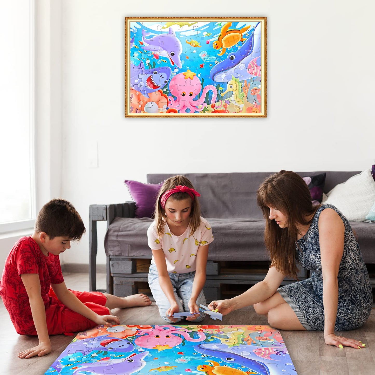IFLOVE Jumbo Floor Puzzle for Kids – Underwater 48-Piece Learning Toy
