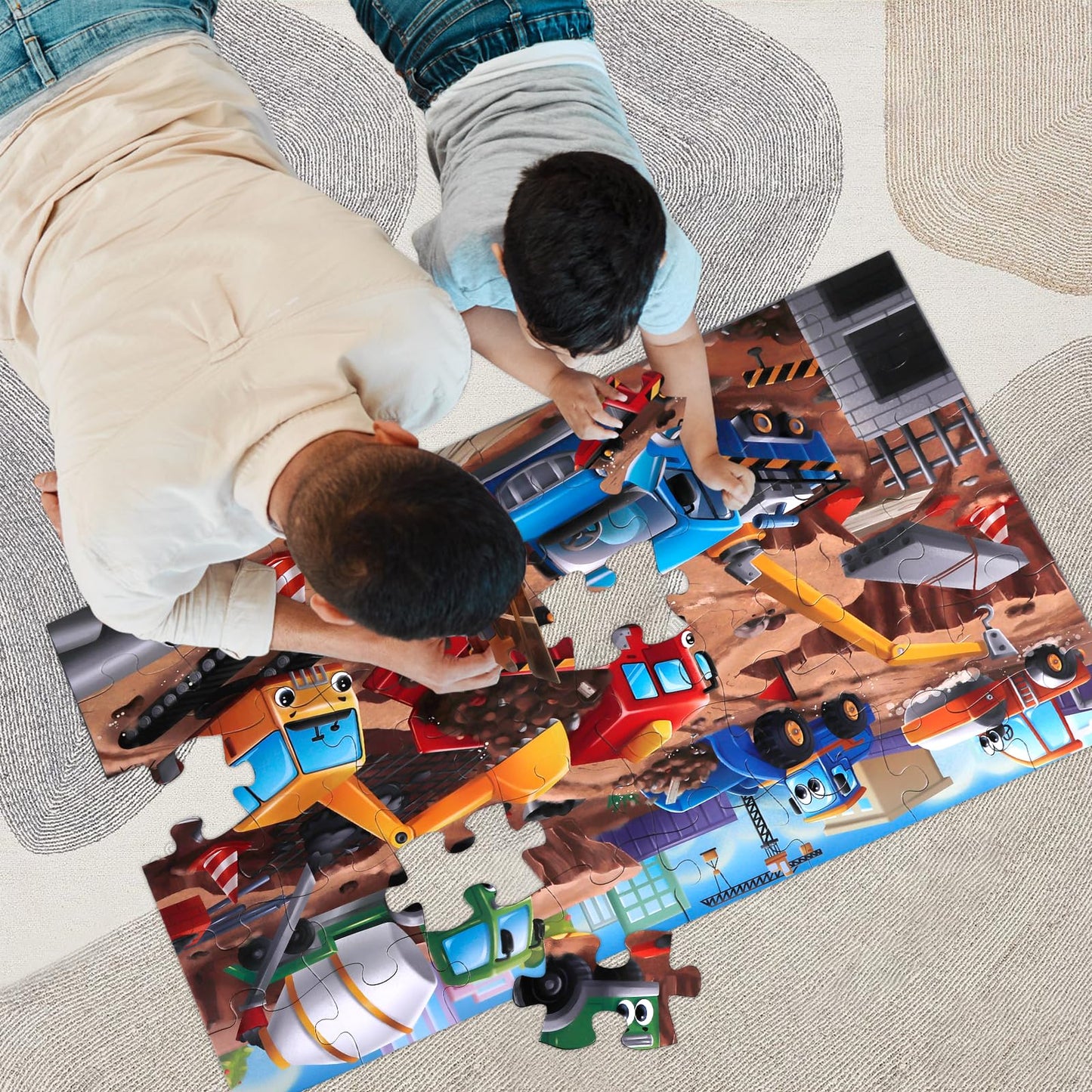 IFLOVE Jumbo Floor Puzzle for Kids – 48-Piece Construction Site Puzzle (Ages 3-5)