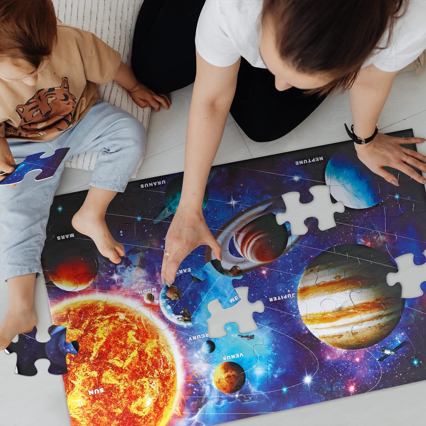 IFLOVE Jumbo Solar System Floor Puzzle – 48-Piece Space Puzzle for Kids 3-8
