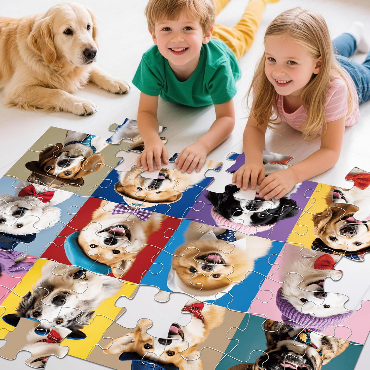 IFLOVE Jumbo Floor Puzzle for Kids – 48-Piece Dog Jigsaw, Educational Toy for Toddlers 3–6, Puppy Theme Gift