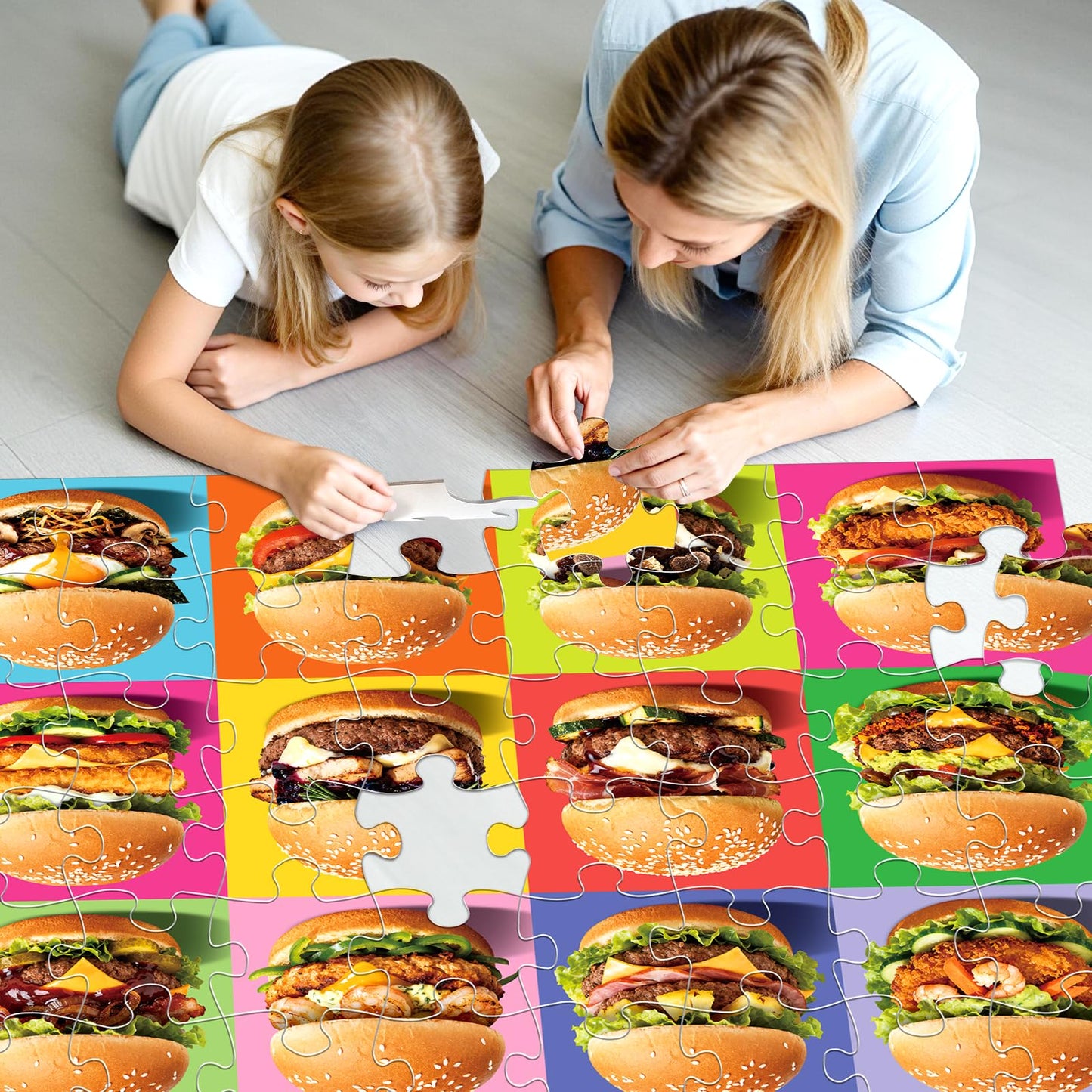 IFLOVE Jumbo Floor Puzzle for Kids – 48-Piece Hamburger Jigsaw, Safe Fun for Ages 3–8