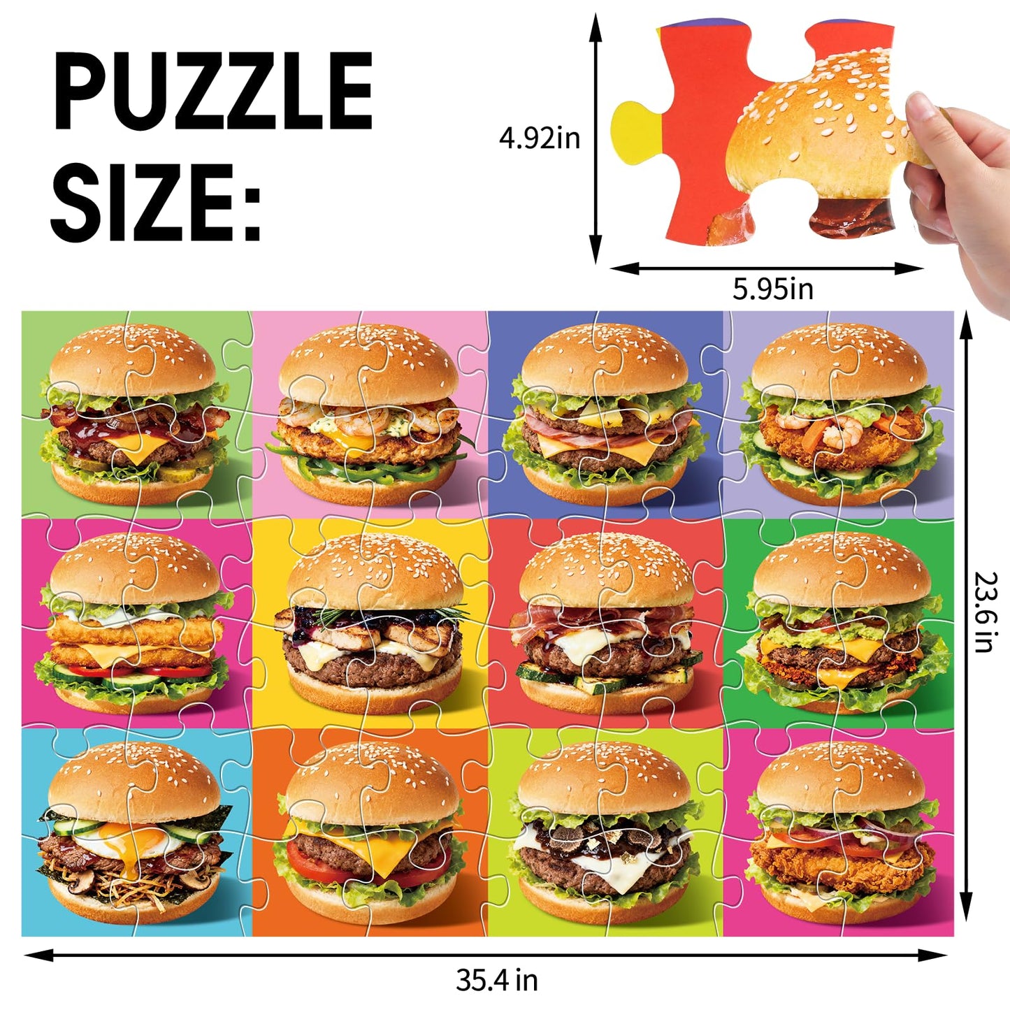 IFLOVE Jumbo Floor Puzzle for Kids – 48-Piece Hamburger Jigsaw, Safe Fun for Ages 3–8