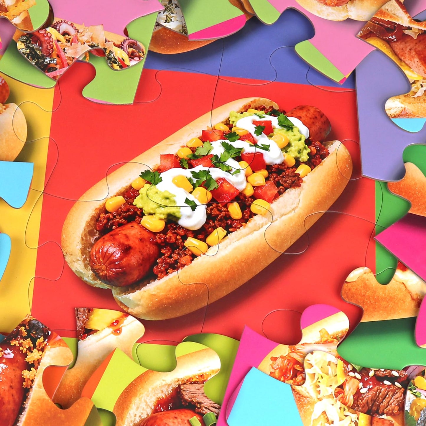 IFLOVE Jumbo Floor Puzzle 48 Hot Dog Pizza Puzzles for Toddlers 3-8