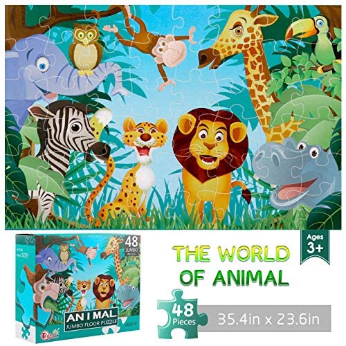 IFLOVE Jumbo Floor Puzzle – 48-Piece Animal Jigsaw for Kids Aged 3-6 | Educational Toy