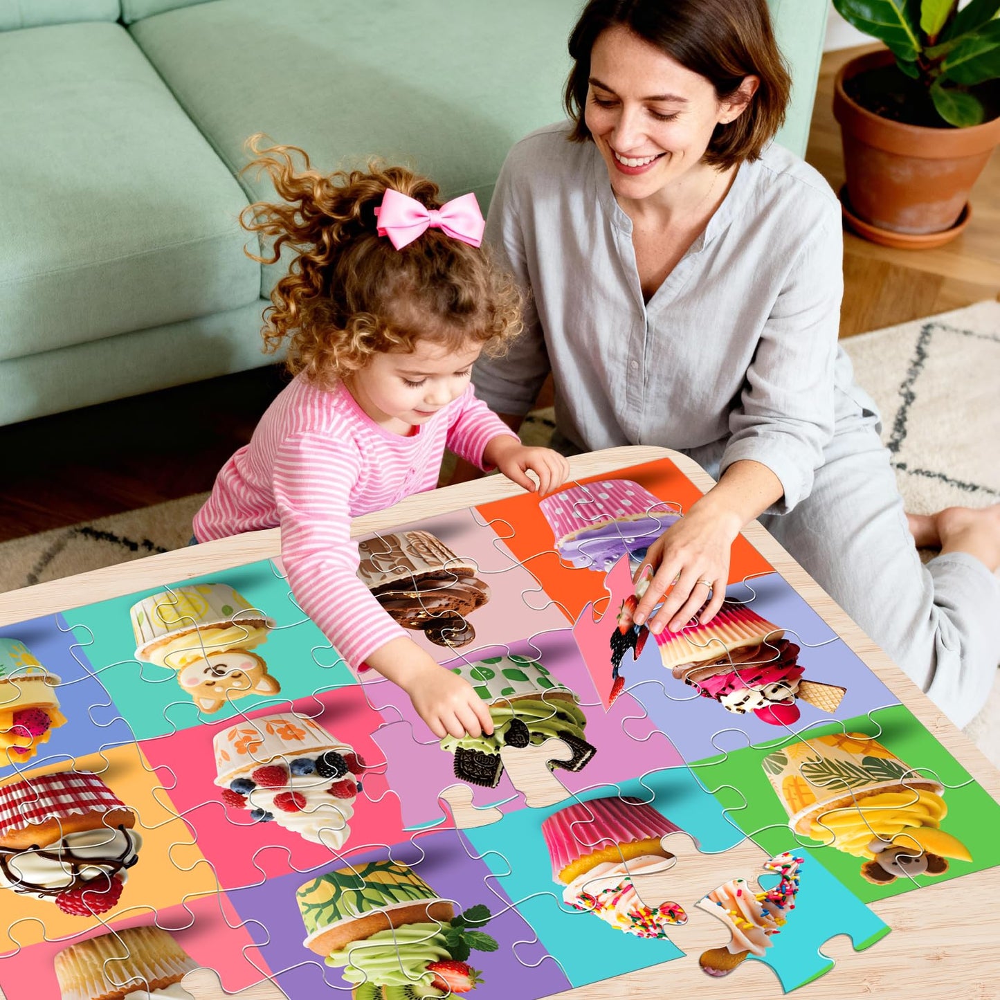 IFLOVE Jumbo Floor Puzzle - 48-Piece Cupcake Jigsaw for Kids Ages 3-8